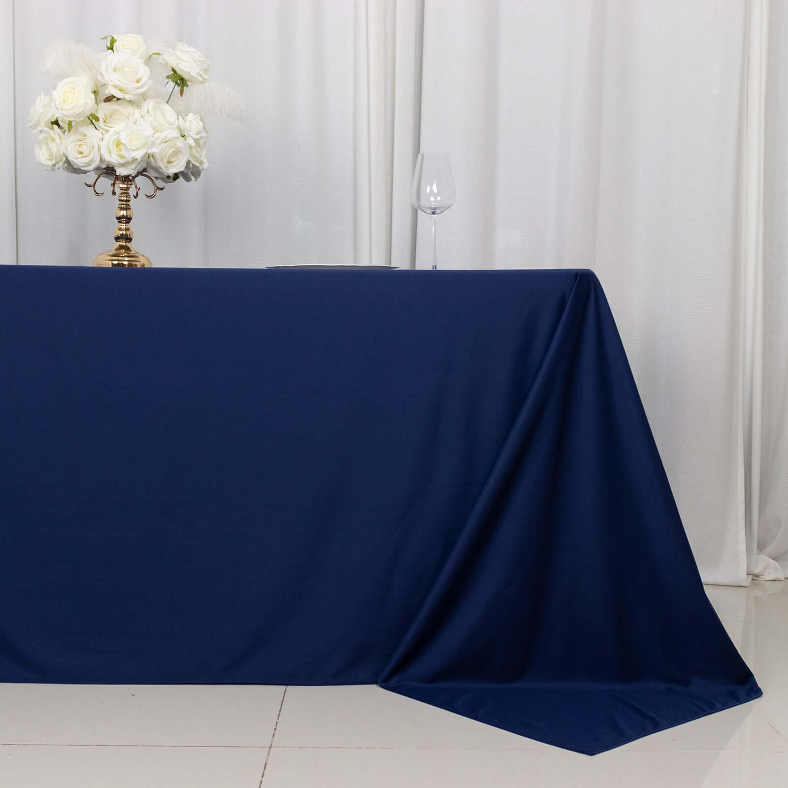 Navy Blue Premium Scuba Wrinkle-Free & Stain-Resistant 90x132 Rectangular Tablecloth