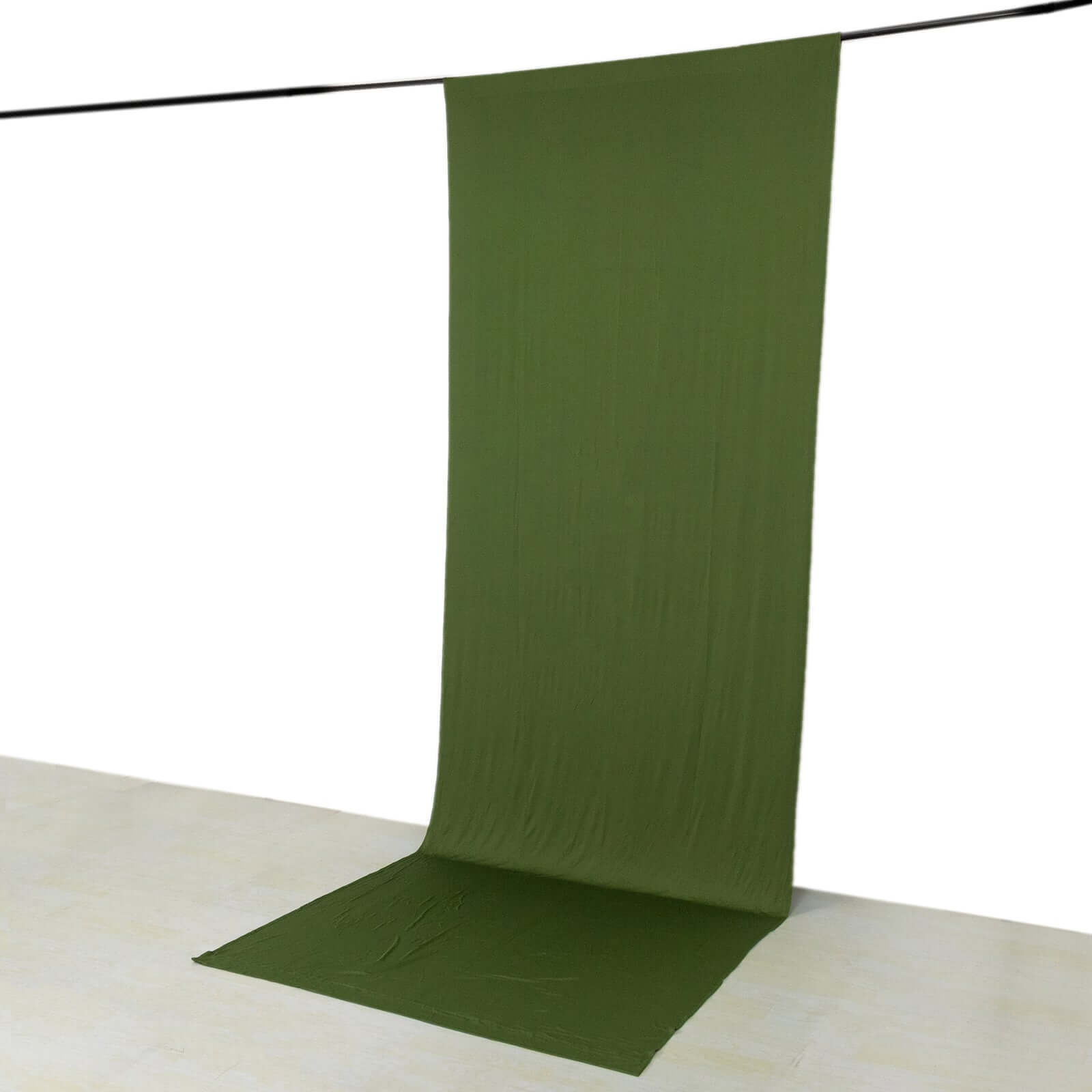Premium Olive Green 4-Way Stretch Spandex Event Backdrop Drapes, Wrinkle-Free - 5ft x 14ft