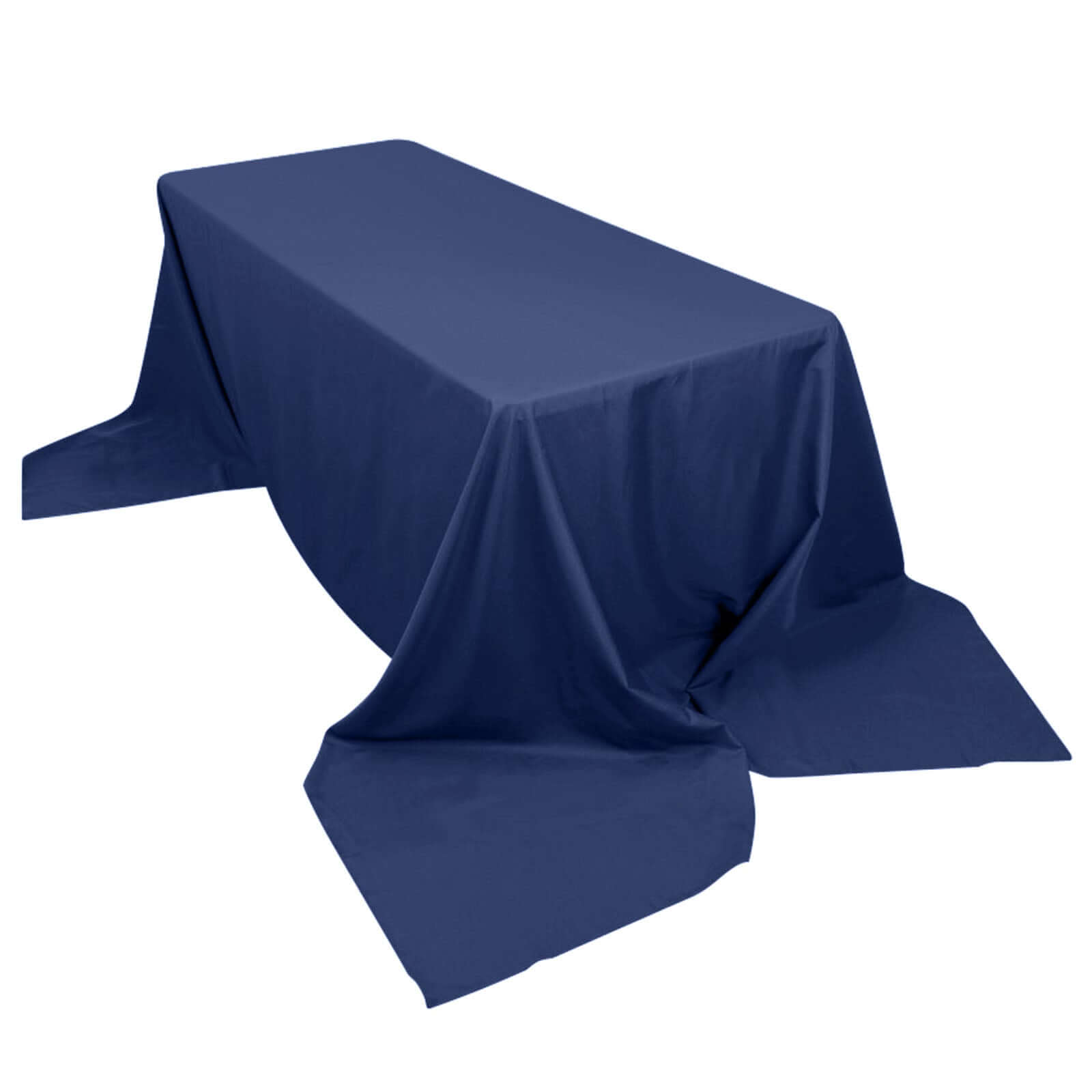 Seamless Wrinkle-Resistant Navy Blue 90x156 Polyester Rectangle Tablecloth