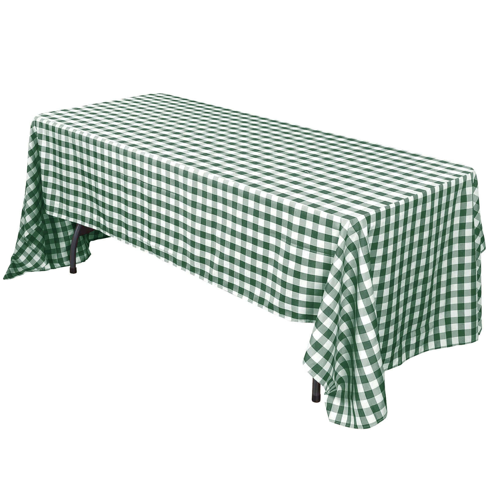 Hot Sale! White/Green Checkered Buffalo Plaid Polyester Rectangle Tablecloth 60x102