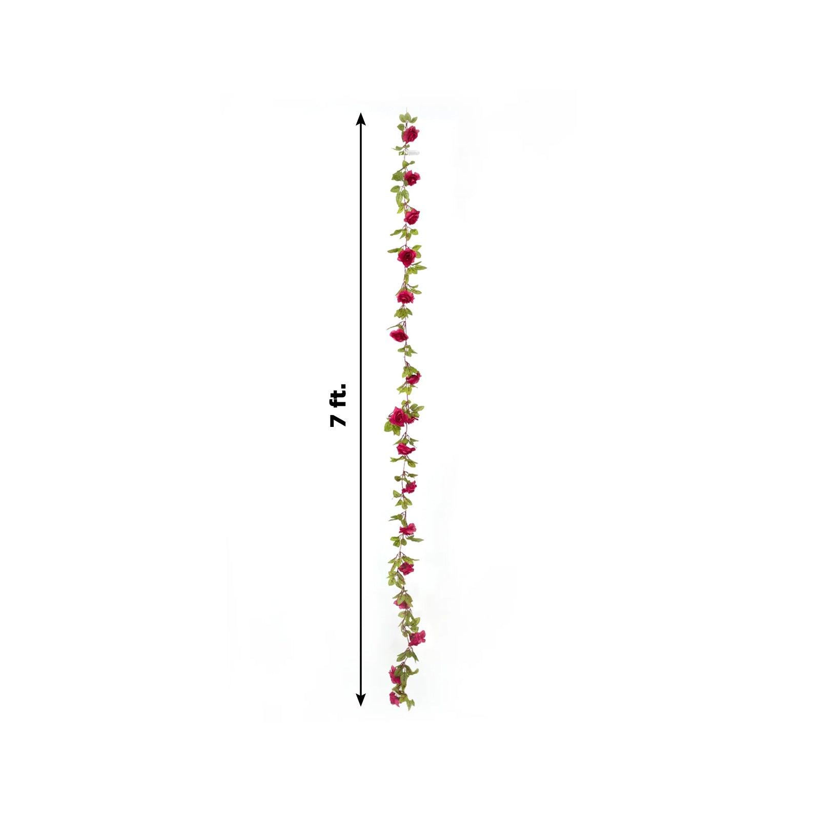 Hot Sale! 7-Foot LED Red Silk Rose Flower Garland with 20 Warm White Battery-Operated Lights