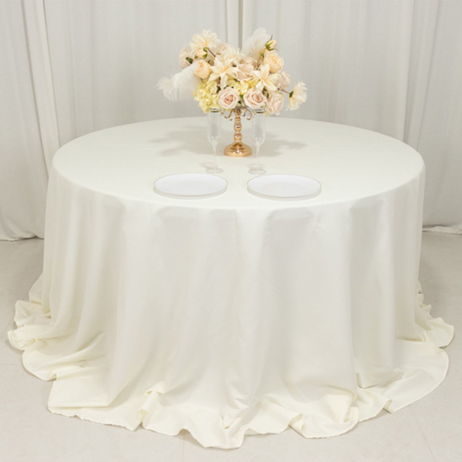 Hot Sale! Seamless Wrinkle - Free 132' Ivory Cotton Blend Round Tablecloth for Various Occasions