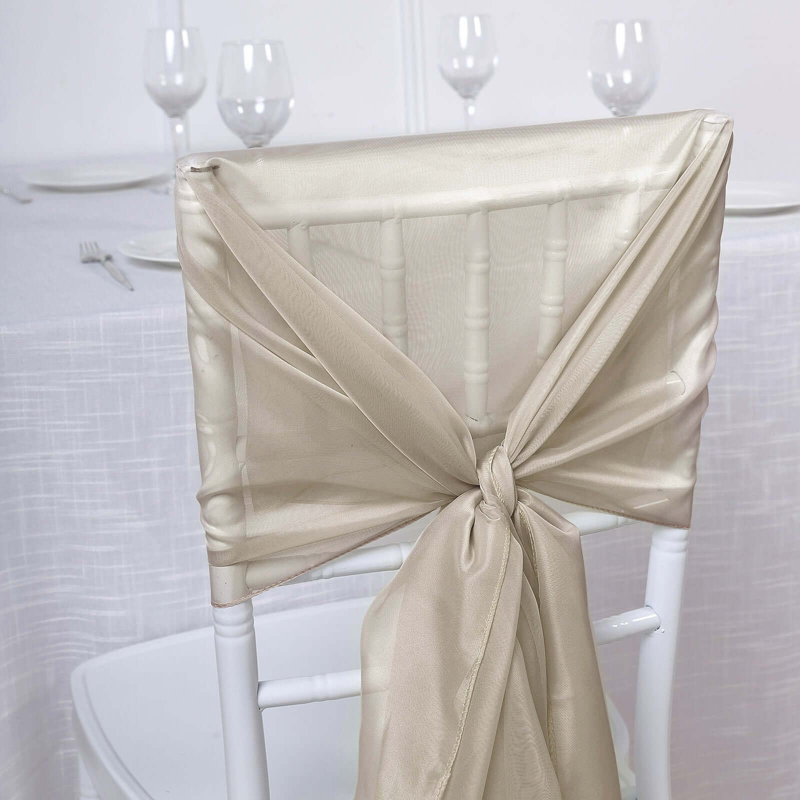Exclusive 5-Pack Natural Chiffon Chair Sashes - 22x78