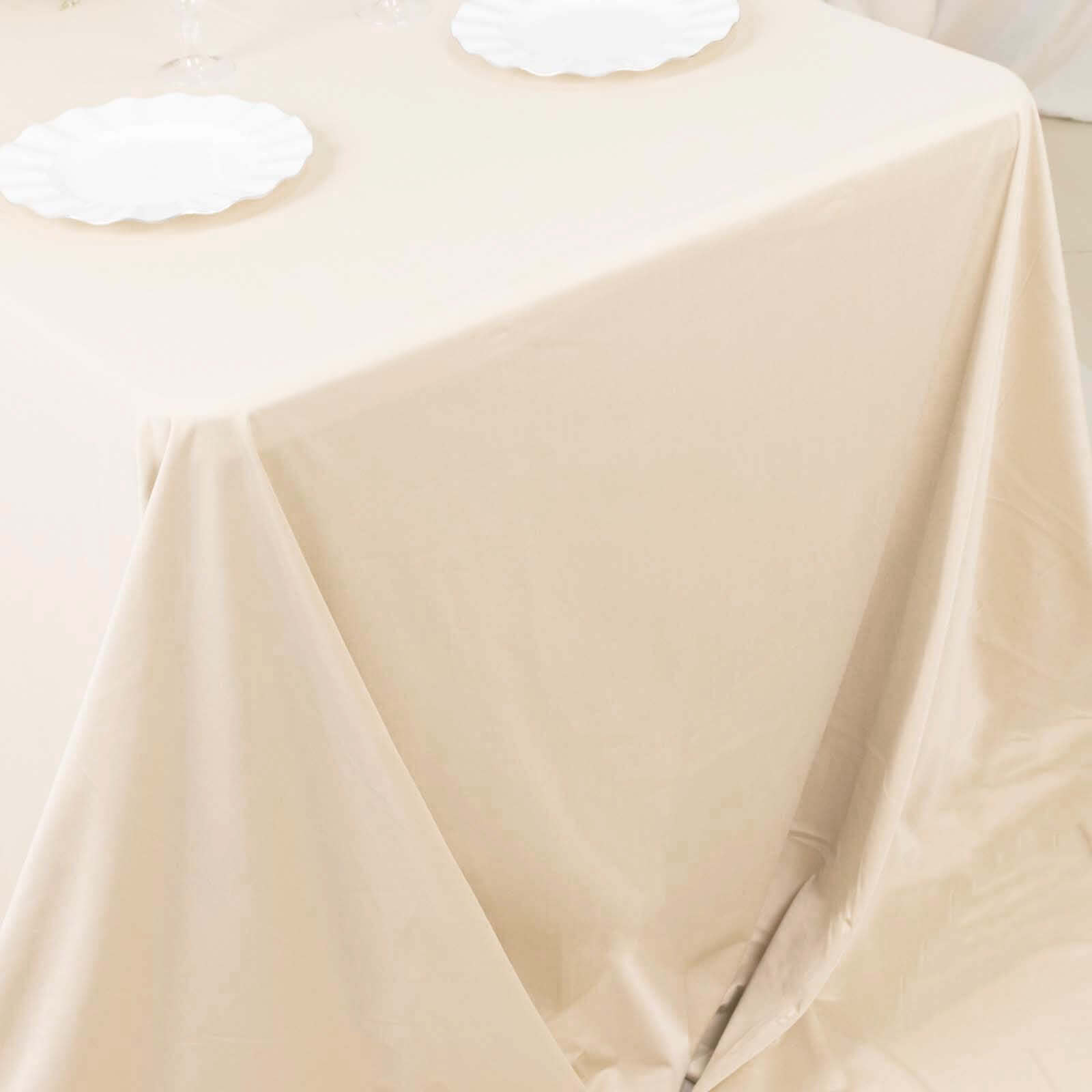 Premium Wrinkle-Free & Stain-Resistant Seamless Beige Scuba Rectangular Tablecloth 90x156