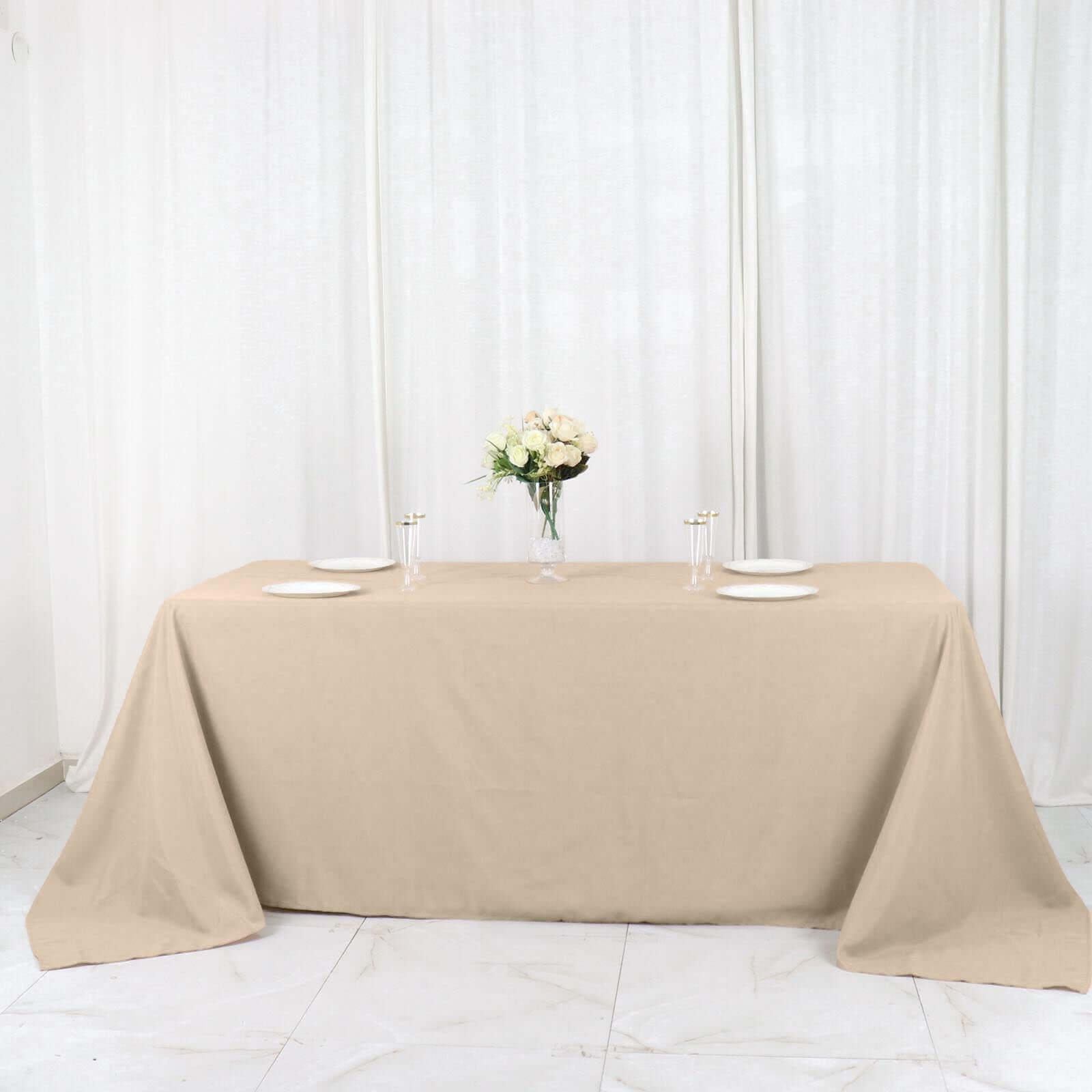 Seamless Wrinkle-Resistant Nude Polyester Rectangle Tablecloth 90x132