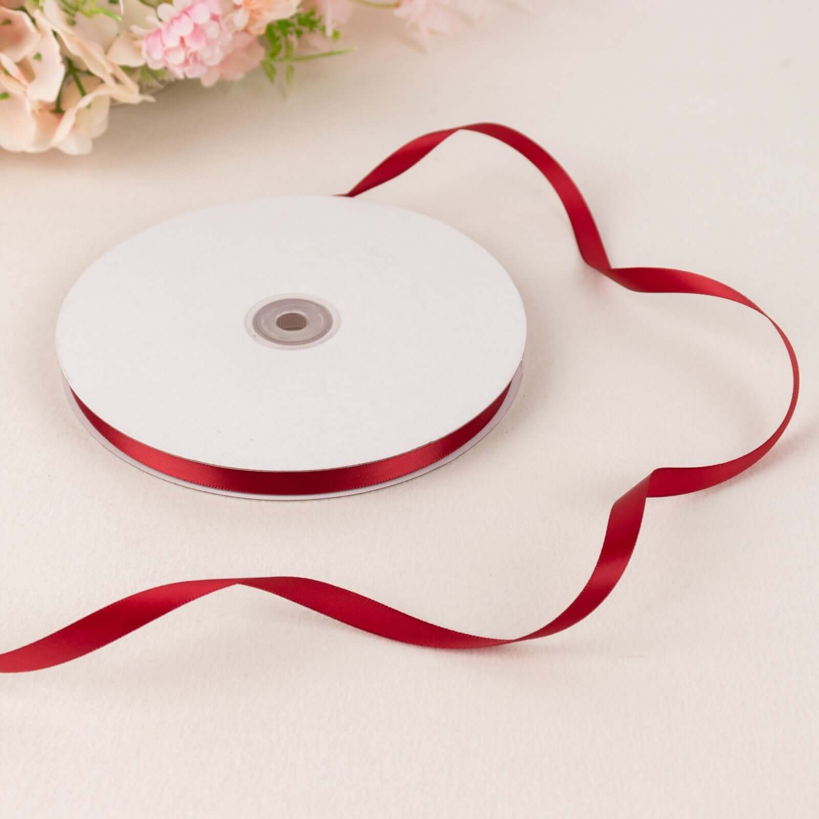 Hot Sale! 100 Yards 3/8-Inch Burgundy Single-Sided Decorative Satin Ribbon for Various Occasions
