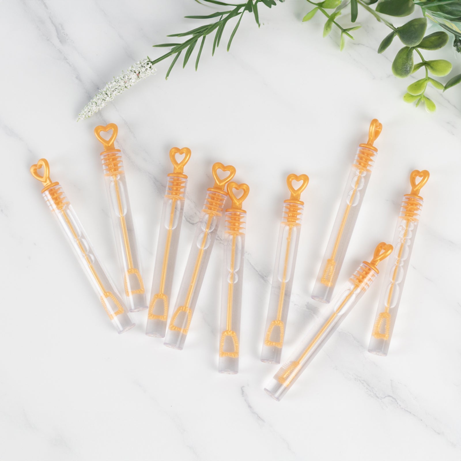 48-Piece Gold Heart-Shaped Chemistry Tube Bubble Bottles for Bridal Wedding Shower Favors