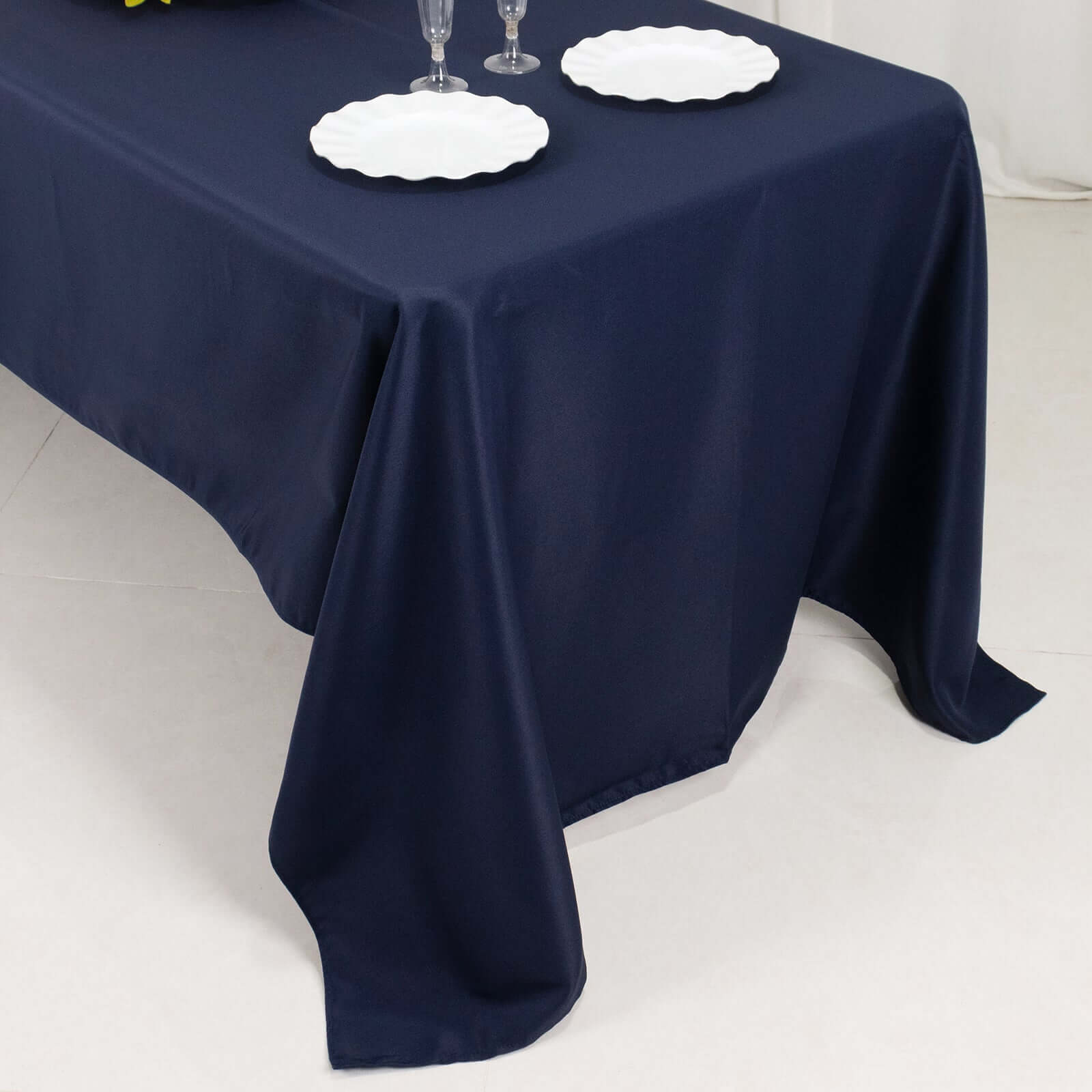 Navy Blue Premium Polyester 60x126 Rectangle Tablecloth - Stain-Resistant 220GSM Finish, Ideal for Events