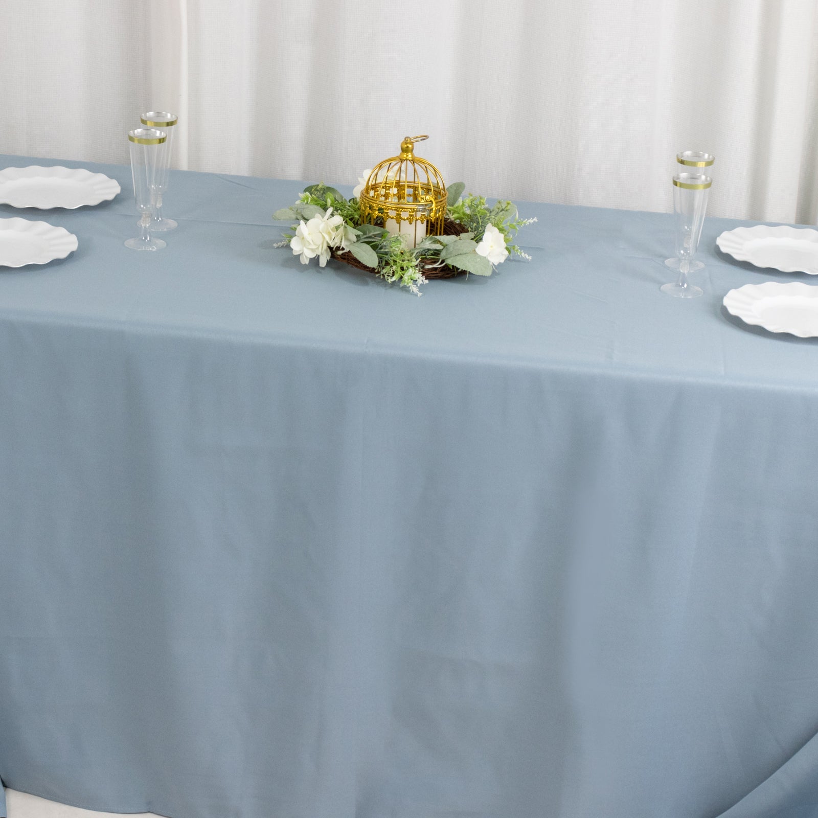 Exclusive Premium Polyester Rectangle Tablecloth in Dusty Blue - 90x156, 220GSM Stain-Resistant