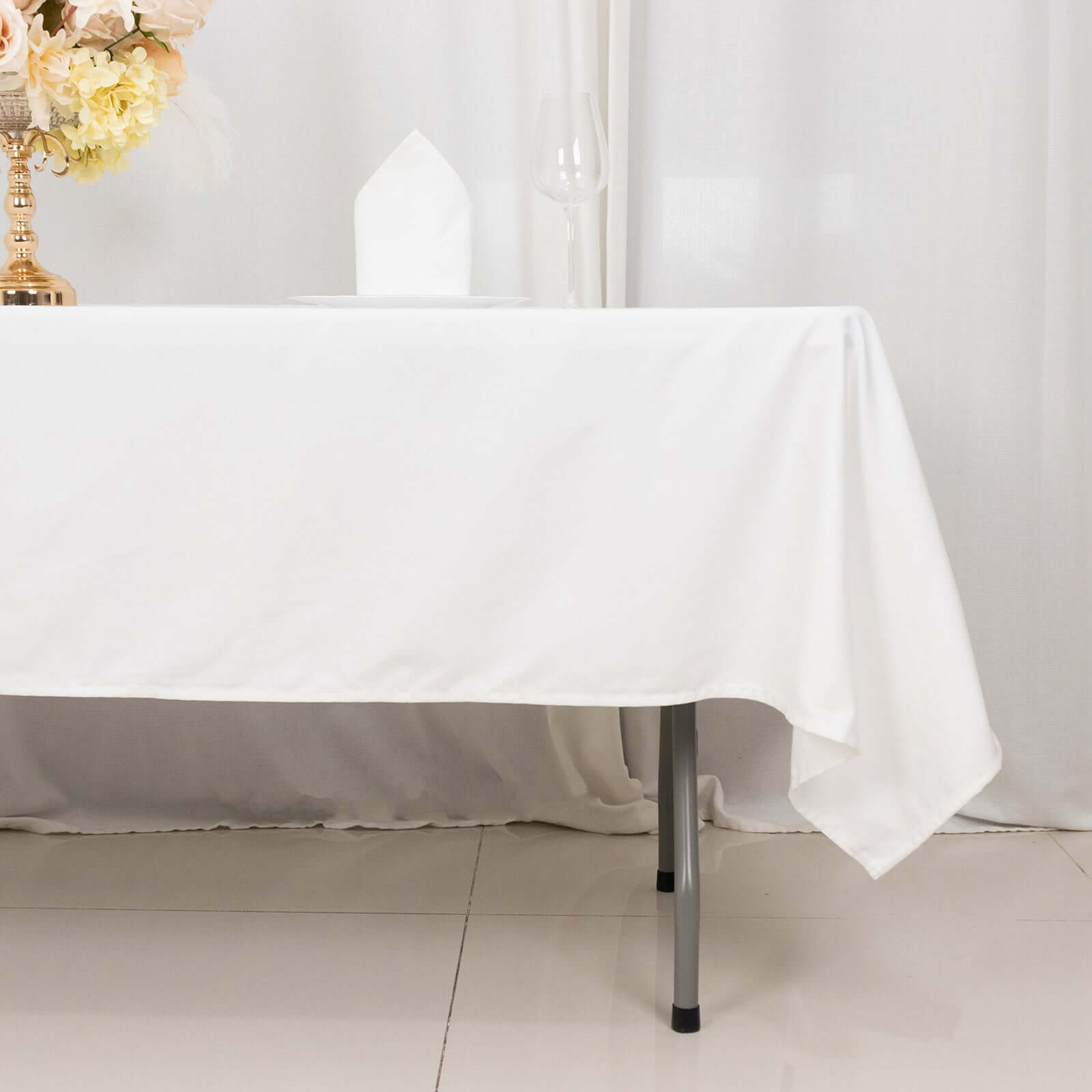Soft and Breathable 100% Cotton White Rectangle Tablecloth, 60x102