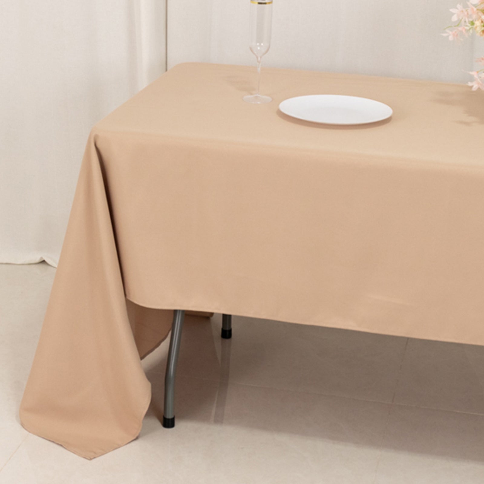 Premium Stain-Resistant 220GSM Polyester Rectangle Tablecloth in Nude - 60x126, Ideal for Events