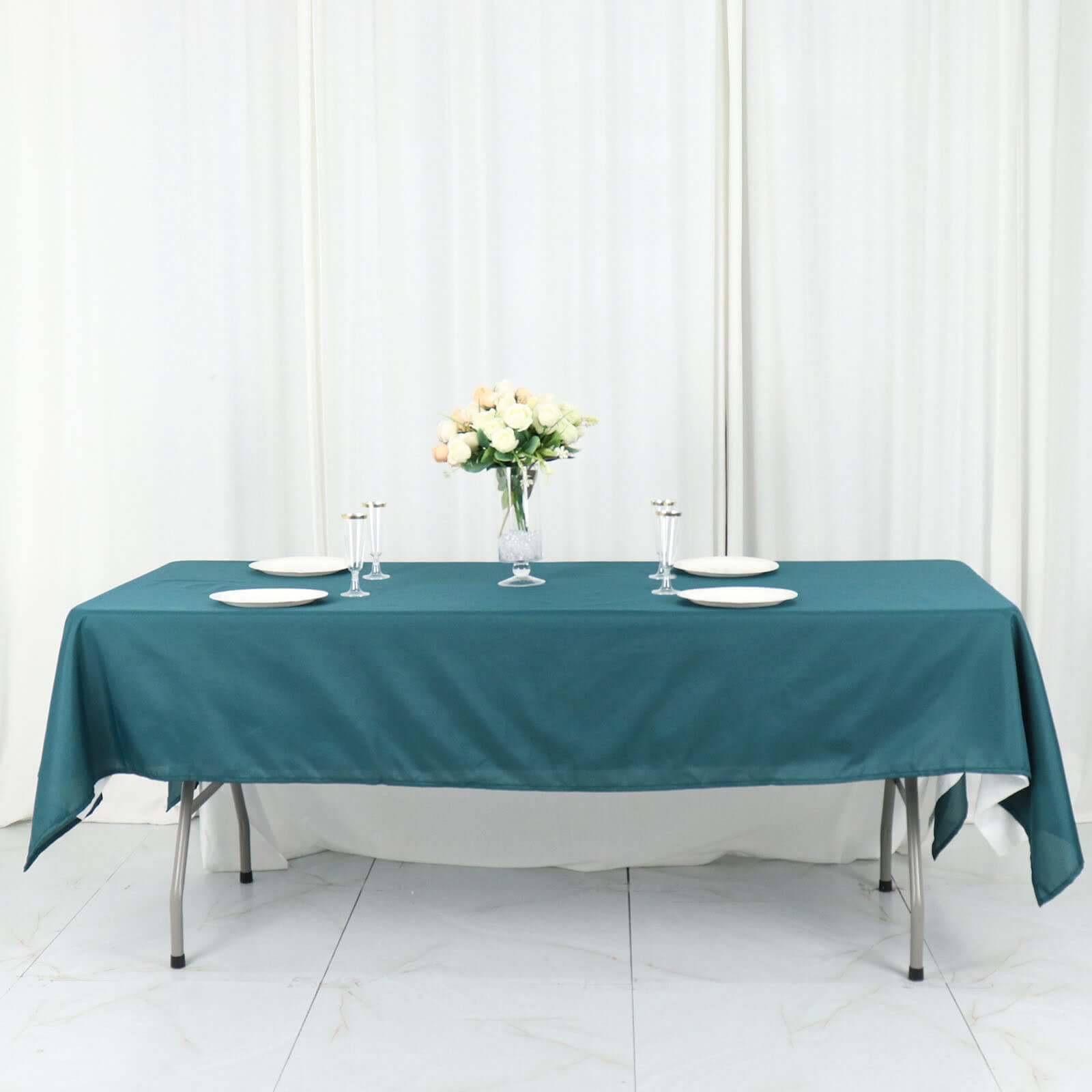 Super Durable and Stylish Polyester Rectangle Tablecloth in Peacock Teal - 60x102