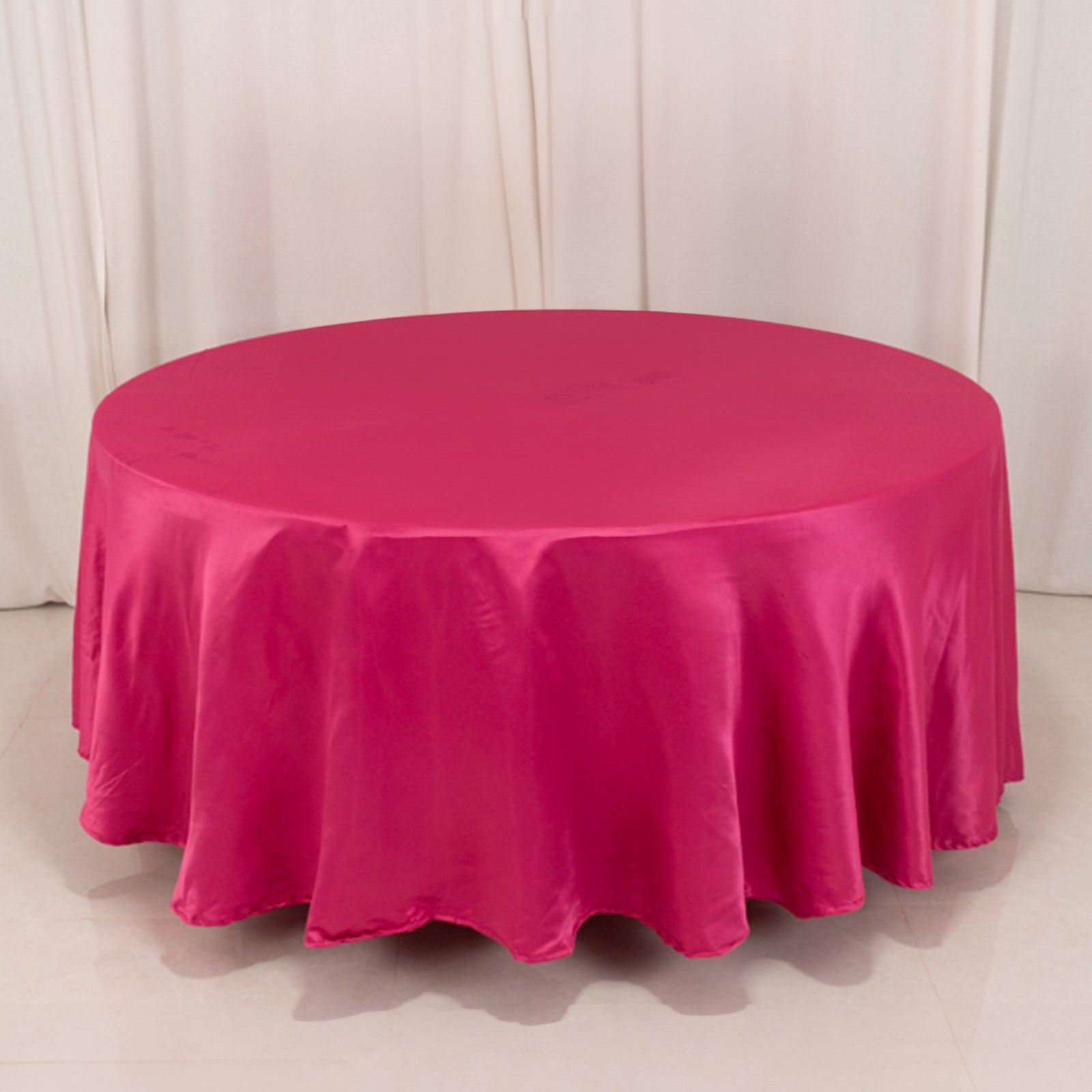 Fuchsia Lamour Satin 108-Inch Round Tablecloth - Durable, Silk-Like Cover
