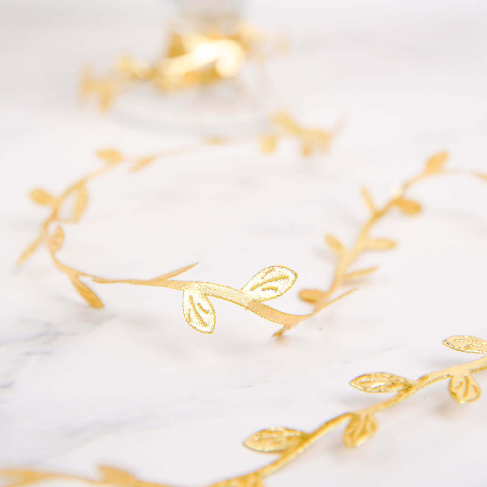 67ft Gold Olive Leaf Artificial Ribbon Trim for DIY Party, Wedding, and Home Decor