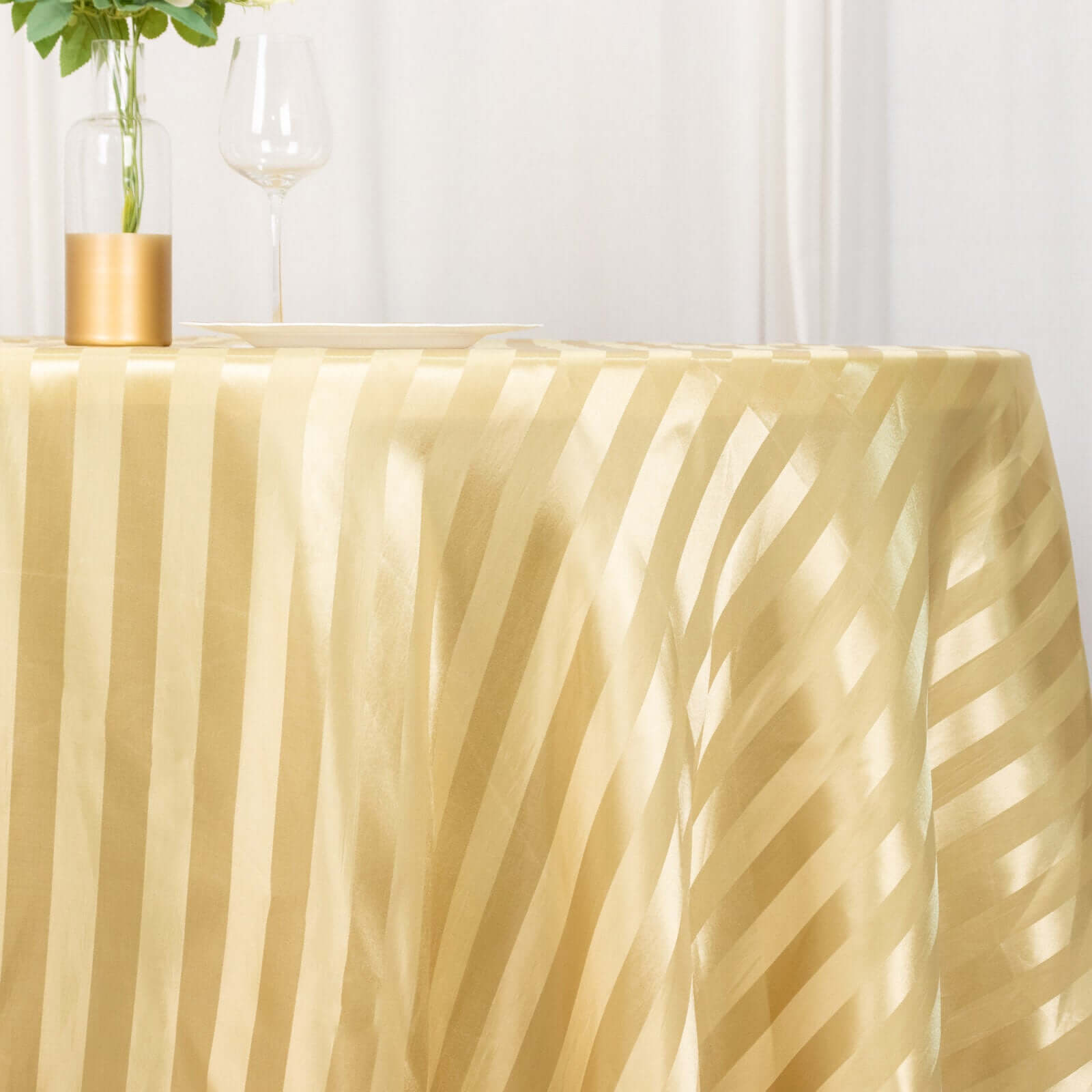 Silky Smooth Champagne Satin 120" Round Tablecloth - Ideal for Events
