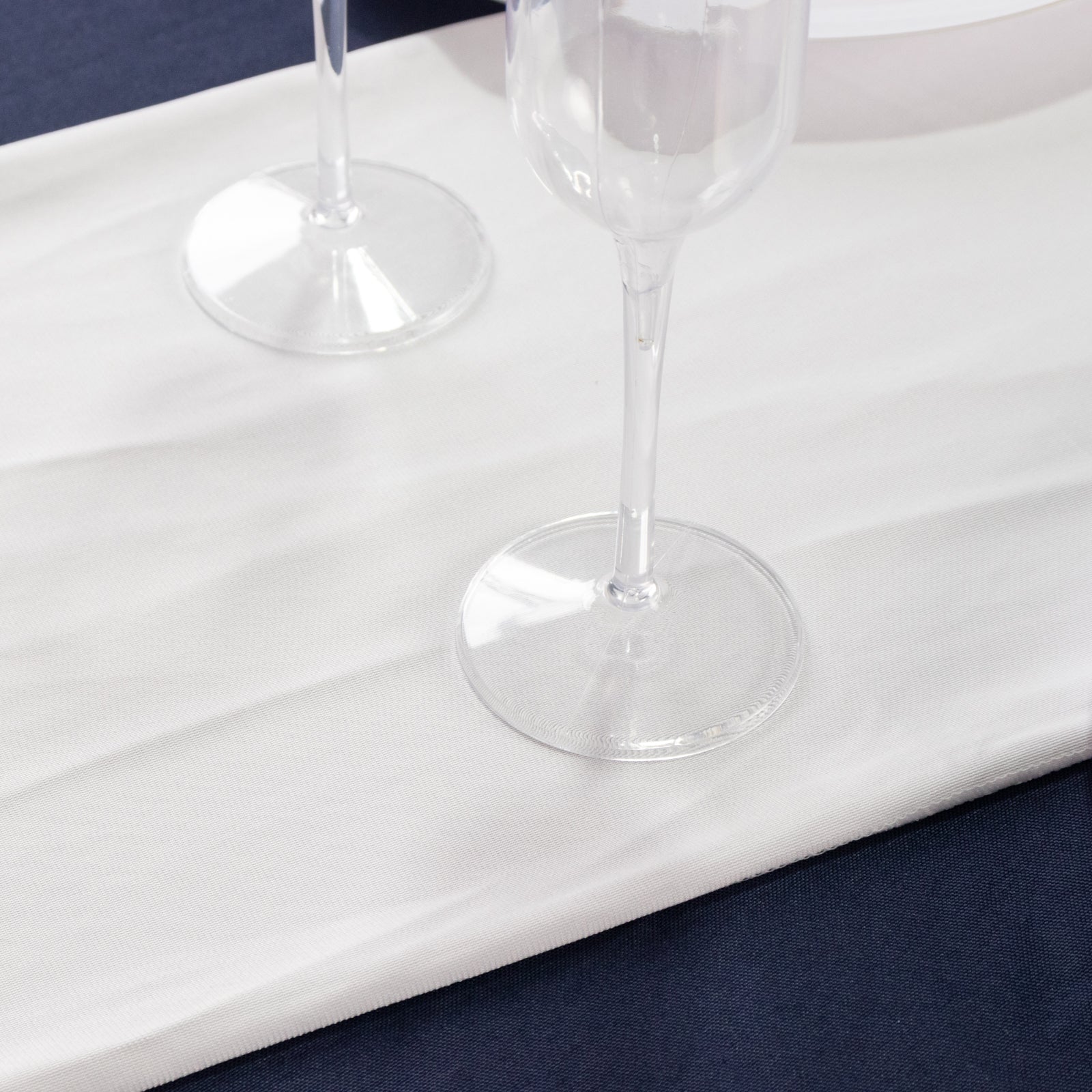 Premium Wrinkle-Free White Scuba Polyester Table Runner (12x108) for Events & Weddings