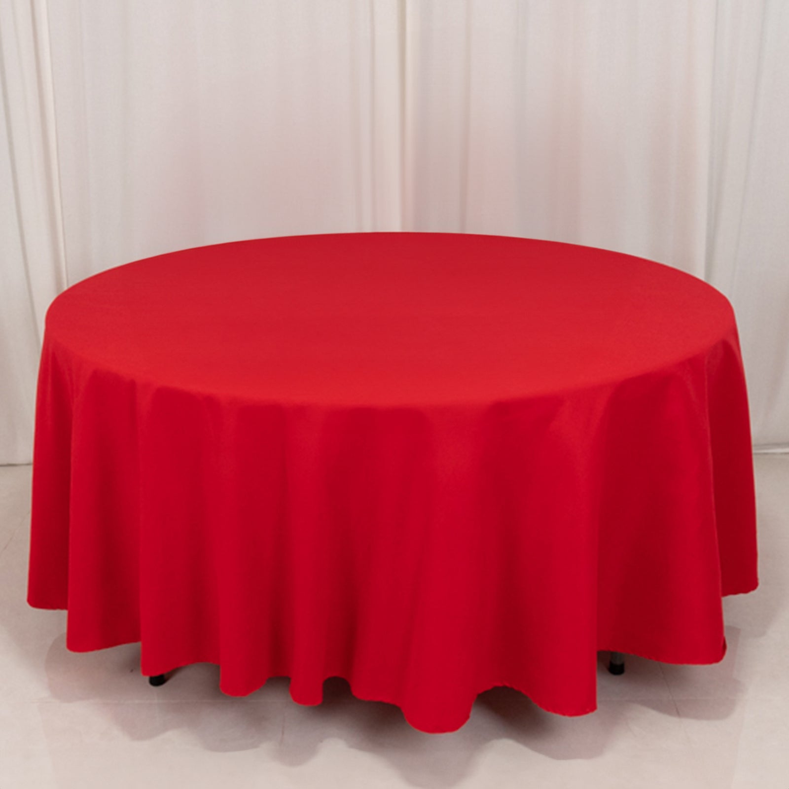 Red 108-Inch Wrinkle-Resistant Cotton Blend Round Tablecloth
