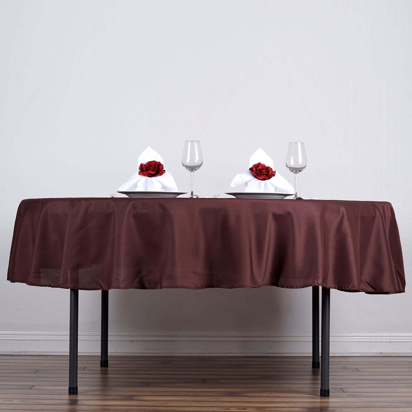 Amazing Durable & Wrinkle-Resistant 70-Inch Polyester Round Tablecloth in Chocolate Color