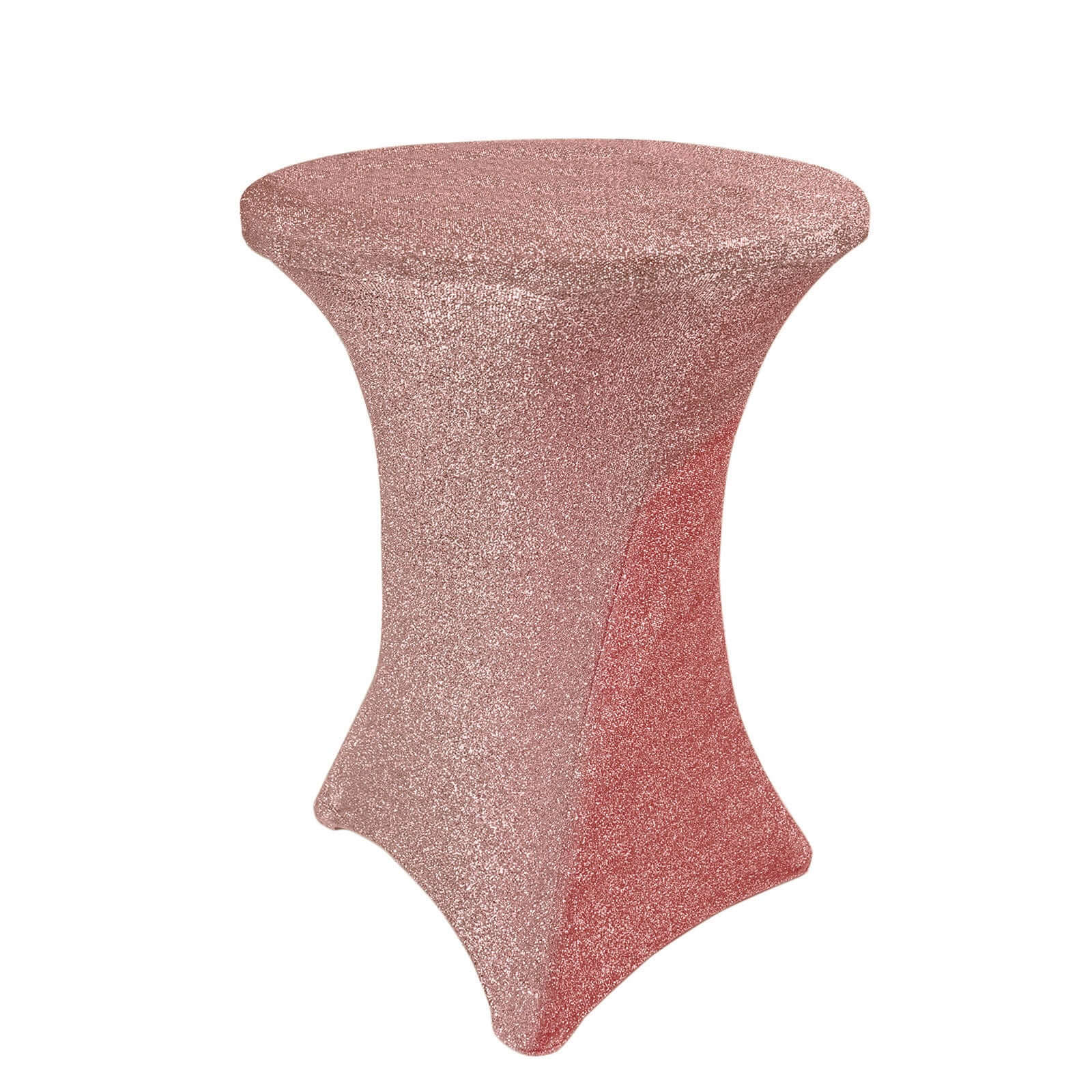 Rose Gold Metallic Spandex Glitter Cocktail Table Cover - Stretch Fit for High Tops