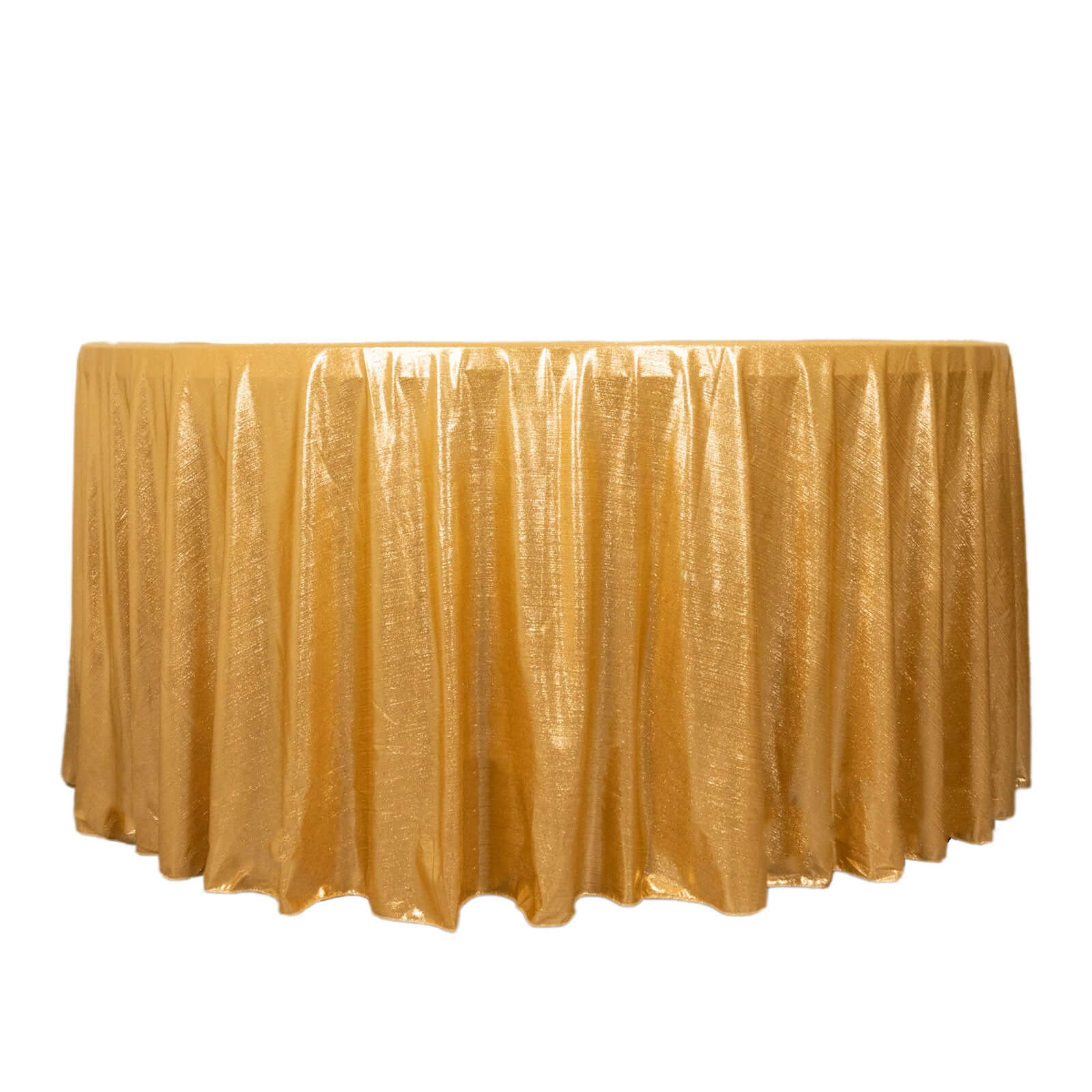 Sparkling Gold Sequin Dots Polyester 120-Inch Round Wrinkle-Free Tablecloth for Stylish Events