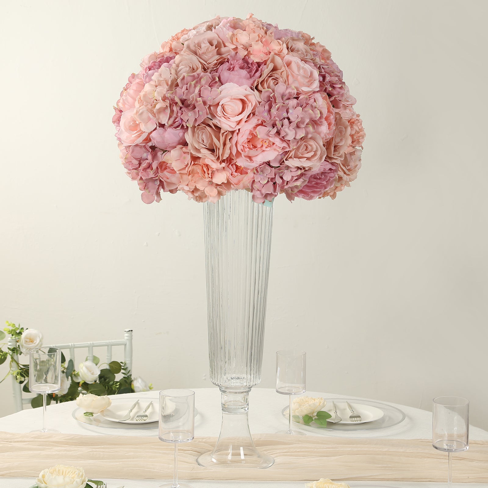 Hot Sale! Large Blush Artificial Silk Rose Flower Balls for Wedding Centerpieces and Table Decor