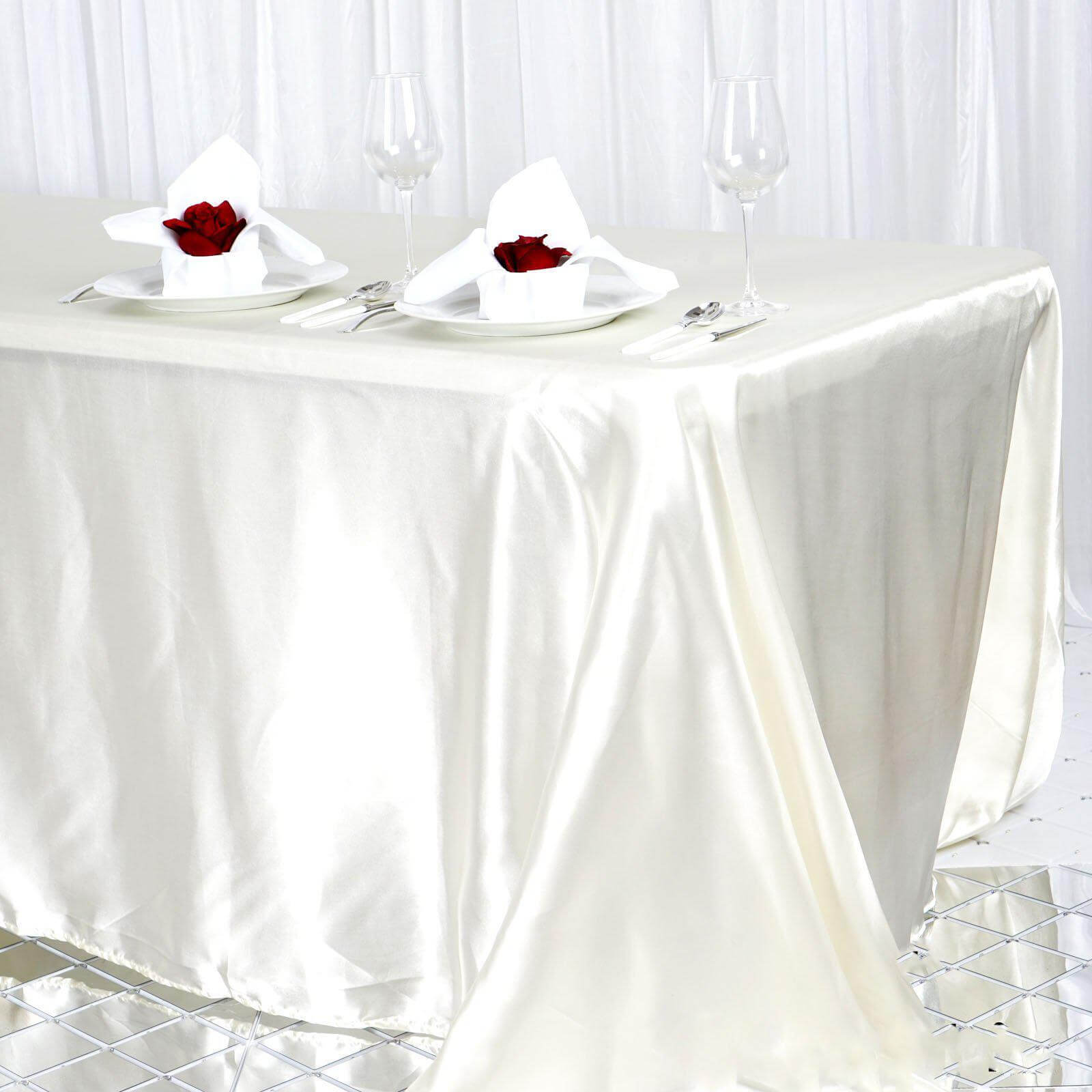 Ivory Seamless Satin Rectangular 90x156 Tablecloth for Various Events