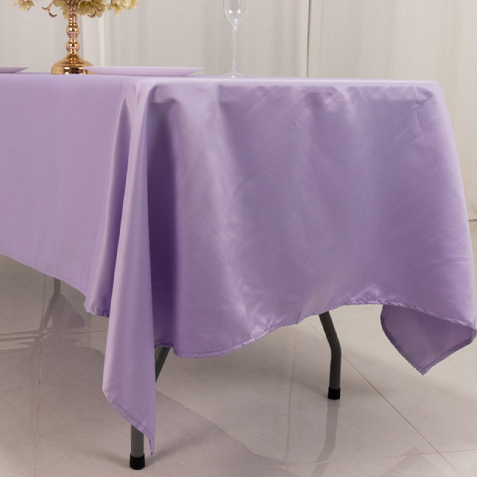 Lavender Lilac Lamour Satin Rectangle Tablecloth - 60x102, Durable & Soft