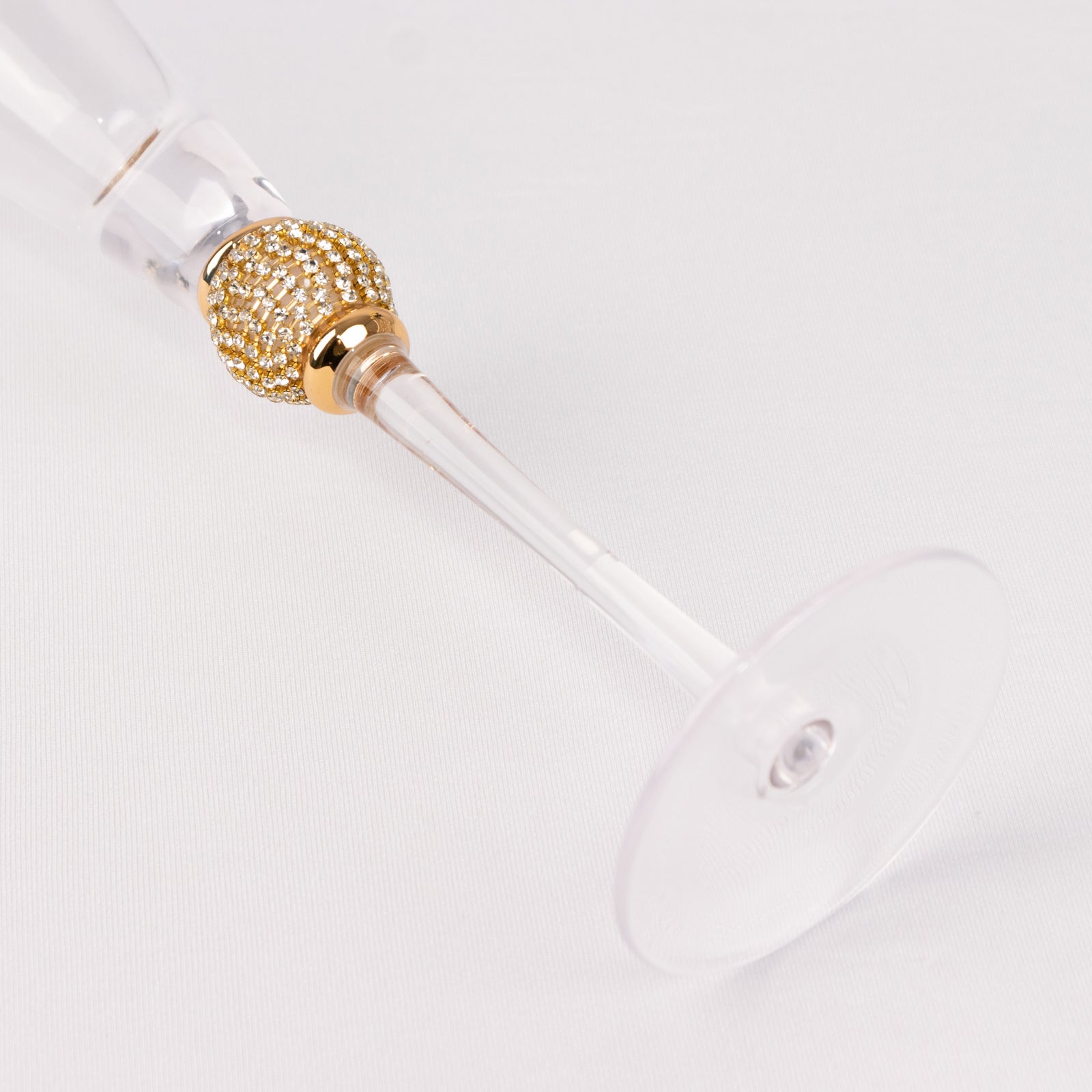 Hot Deal! 6-Pack Clear Champagne Flute Glasses with Gold Rim and Studded Rhinestones, 6oz 11"