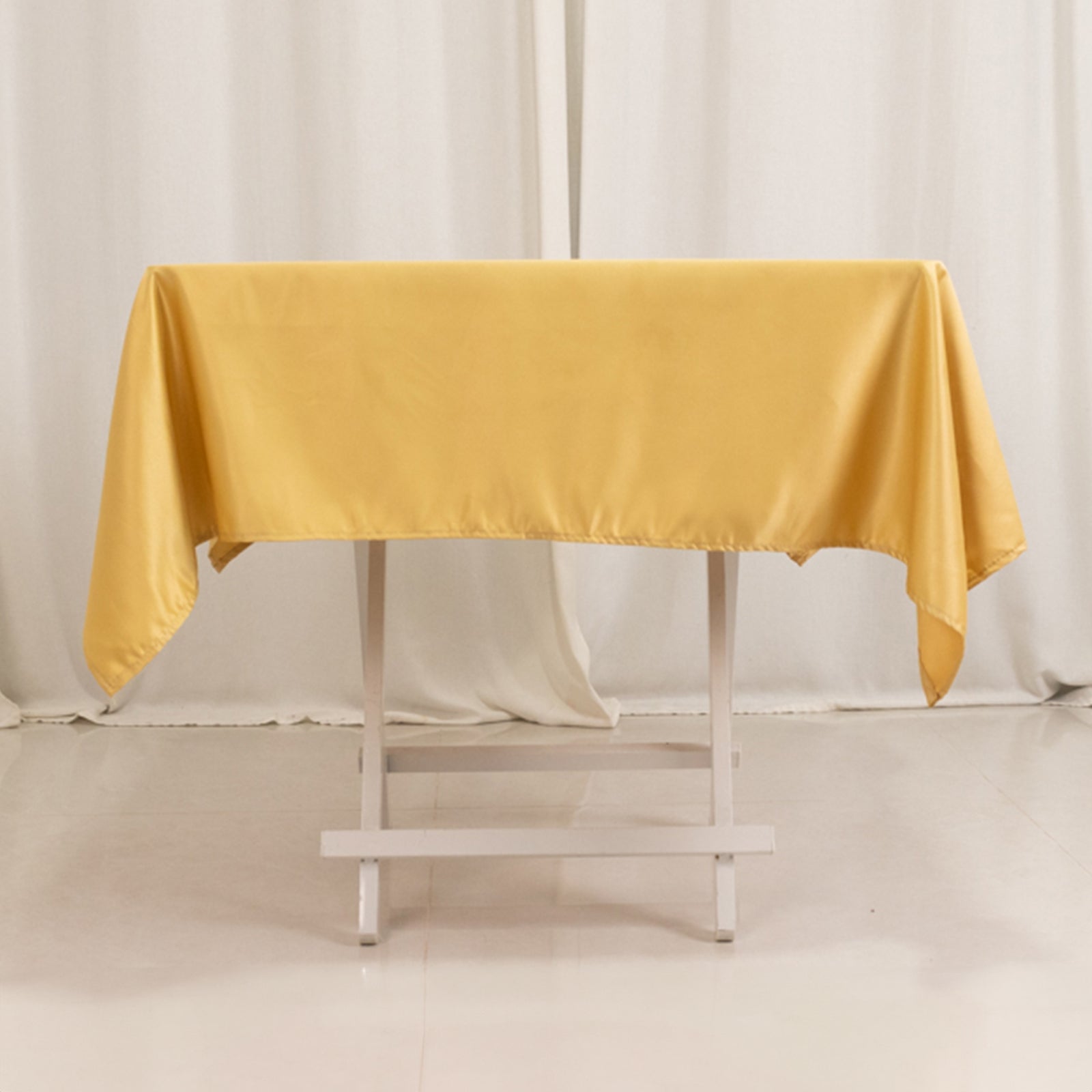 Champagne Lamour Satin 54x54 Square Tablecloth - Durable, Silk - like Cover