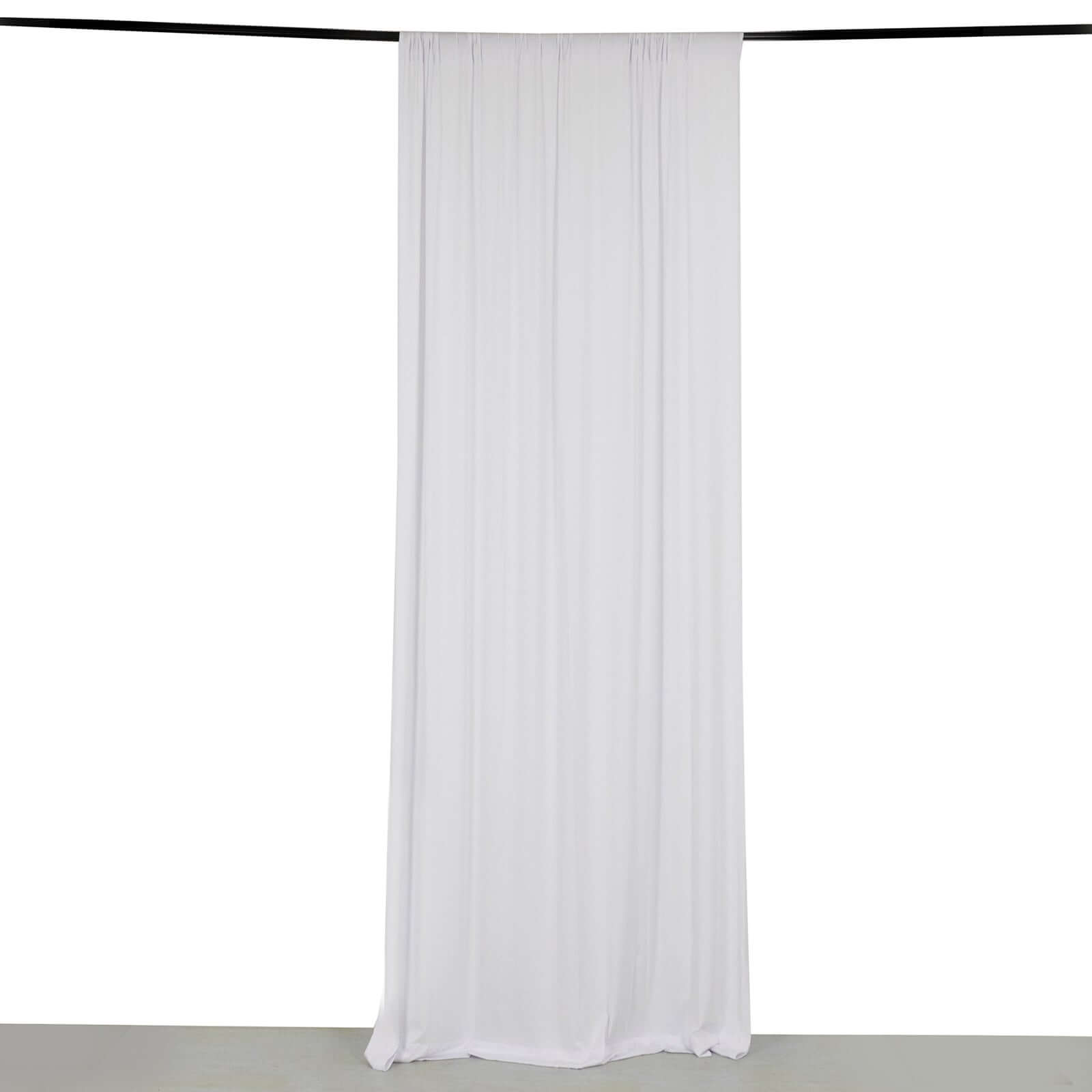 Hot Deal! 5ftx10ft White 4-Way Stretch Spandex Event Backdrop Drapes with Rod Pockets, Wrinkle-Free