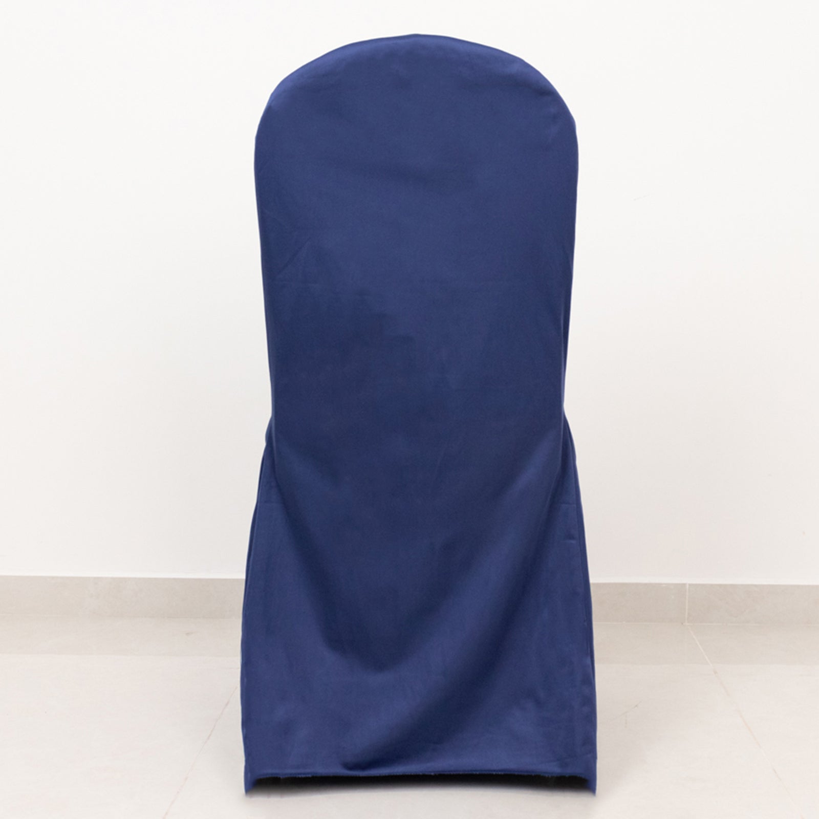 Navy Blue Scuba Stretch Slipcover for Banquet Chairs - Slim, Wrinkle-Free & Durable