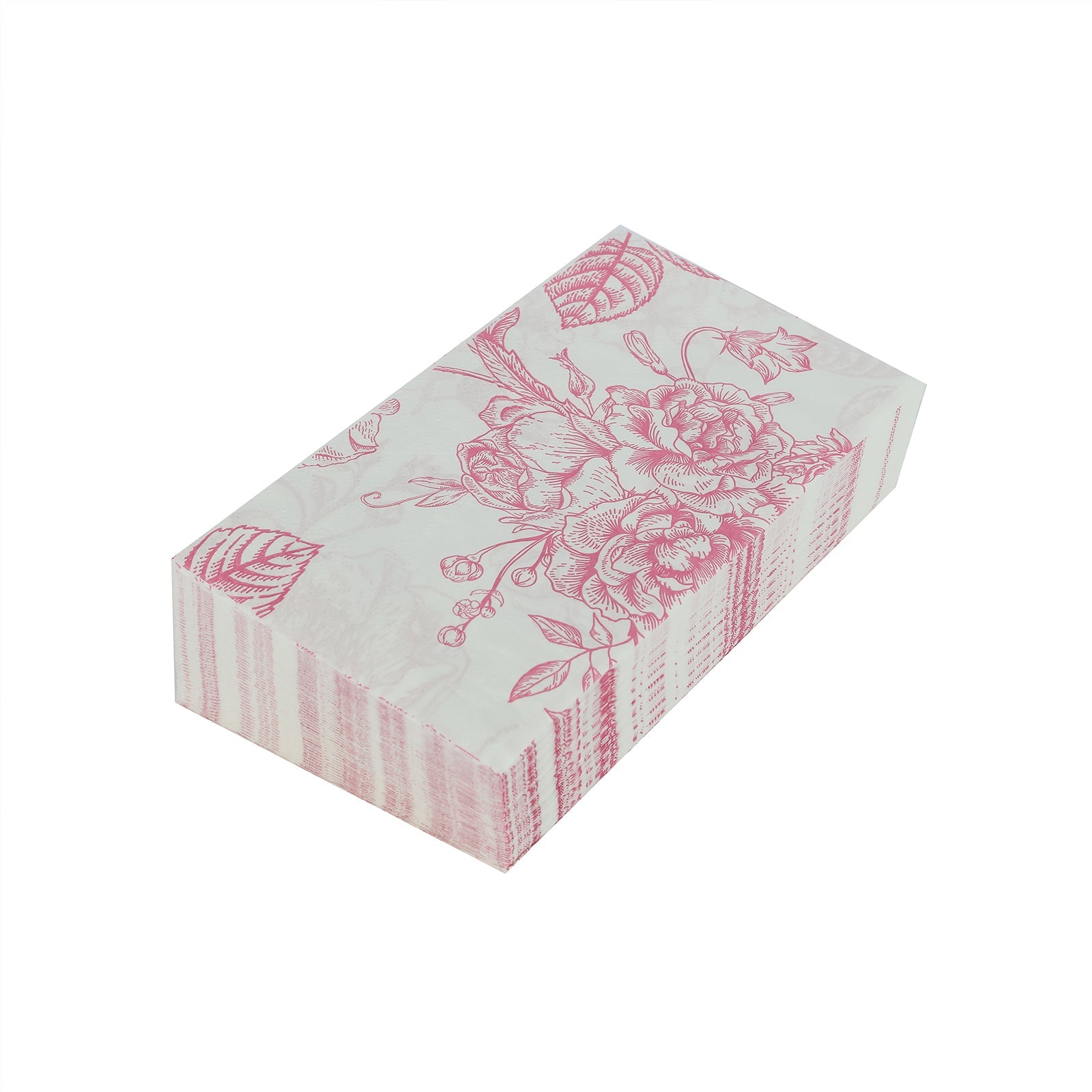 50 Pack Disposable 2-Ply French Toile Floral Pink & White Absorbent Party Napkins