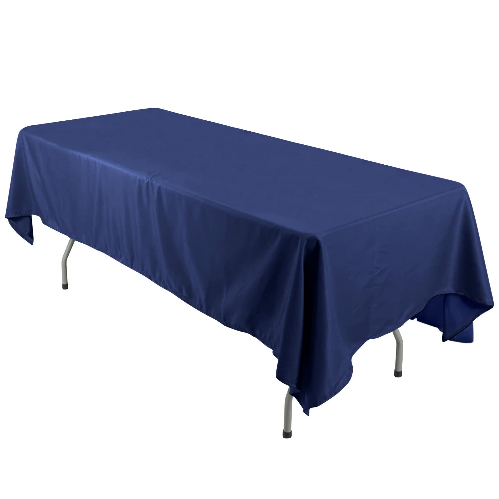 Wrinkle-Resistant Navy Blue 60x126 Polyester Rectangle Table Cover