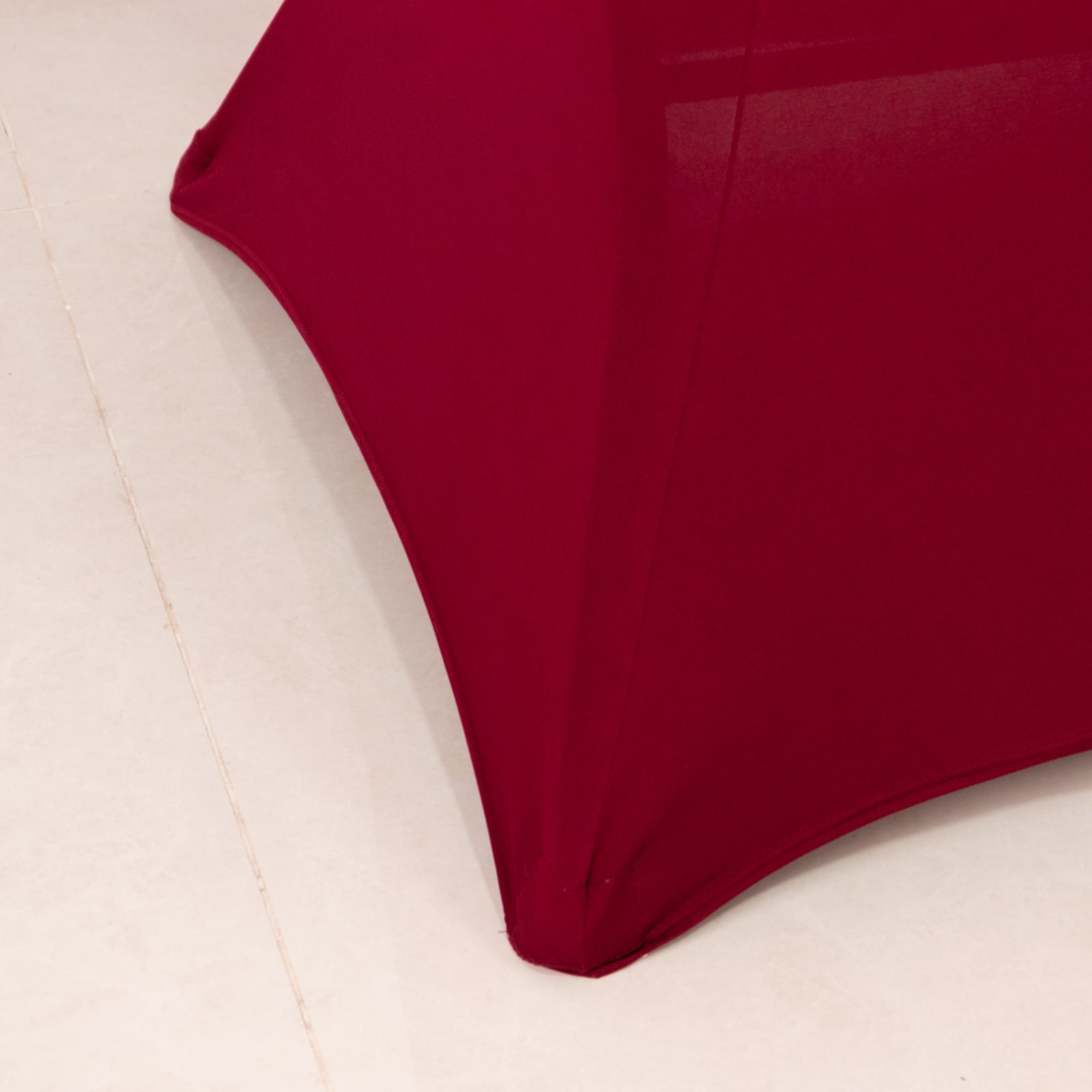 Burgundy Spandex Stretch Fitted Cocktail Table Cover - Easy to Maintain, 33 - 36 Round