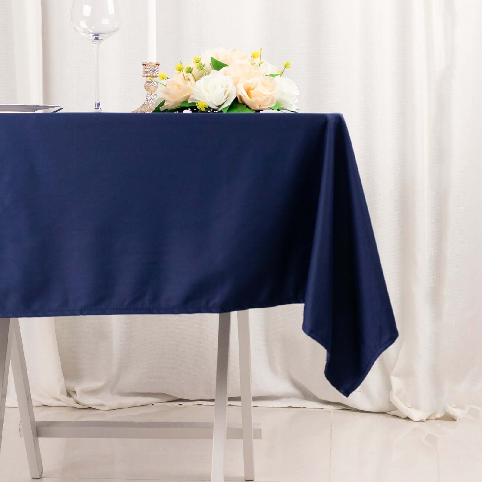 Hot Deal! Navy Blue Premium Scuba 54x54 Square Tablecloth - Wrinkle & Stain Resistant