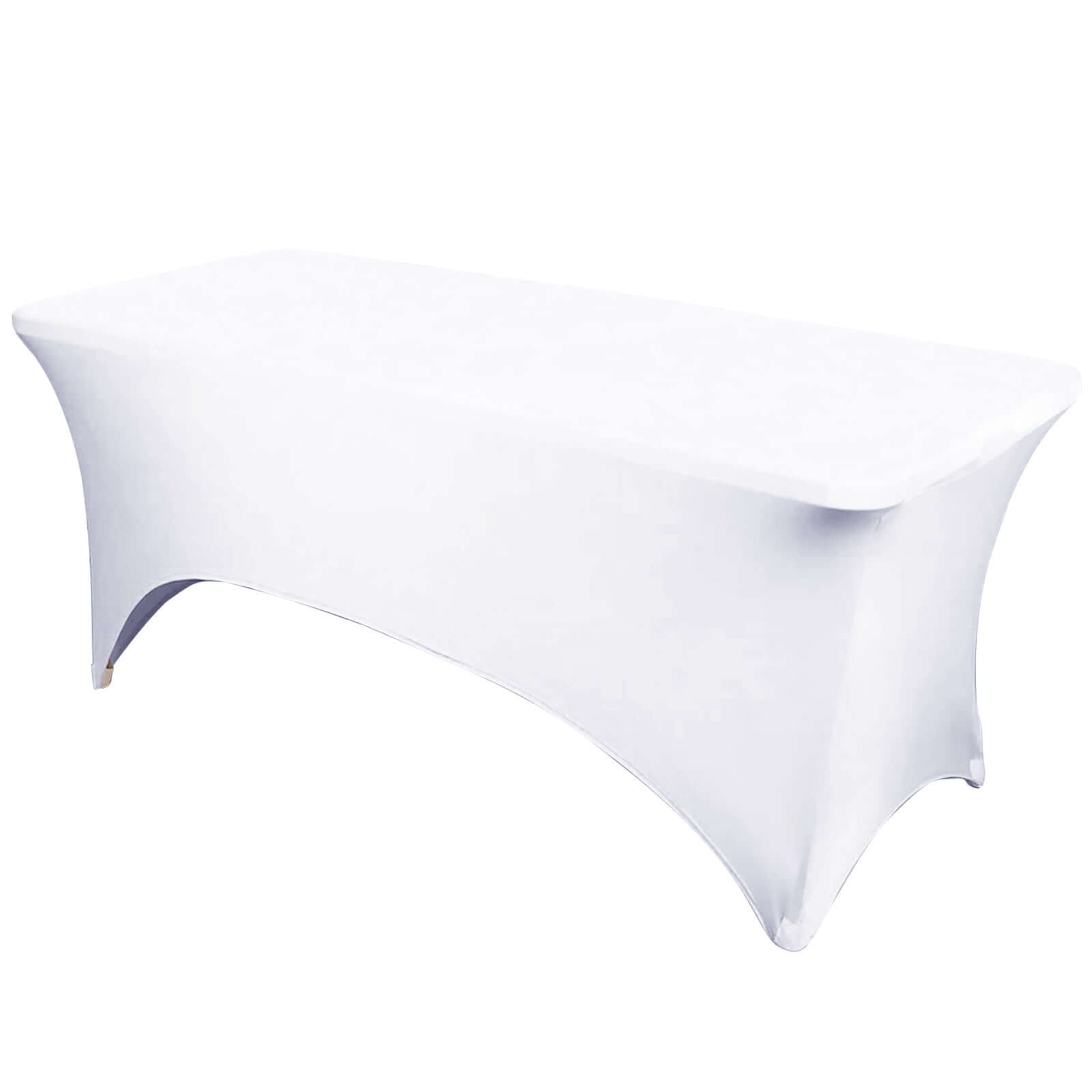 Premium White Stretch Spandex 6ft Rectangle Tablecloth - Ideal for Events & Presentations
