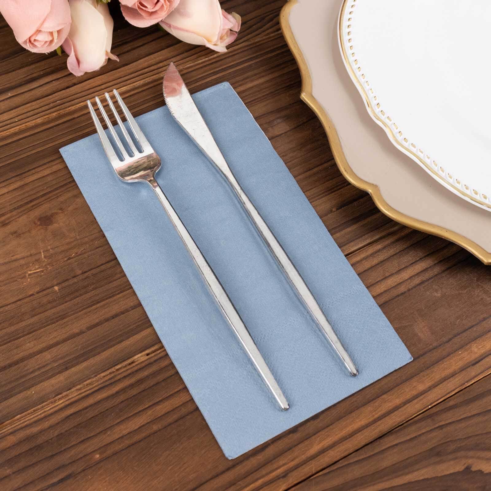 50-Pack Soft Dusty Blue Disposable 2-Ply Paper Napkins - Ideal for Weddings