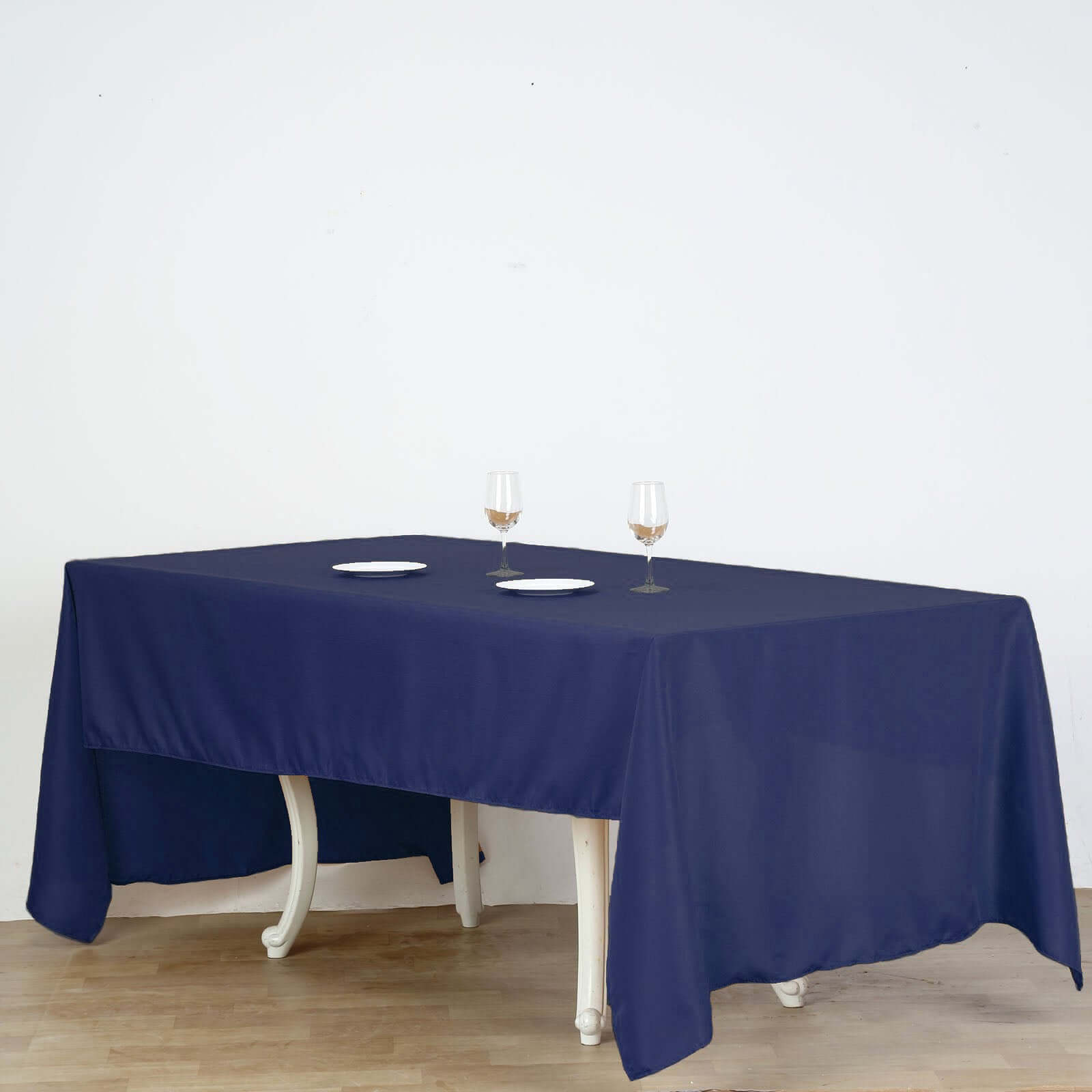 Wrinkle-Resistant Navy Blue 60x126 Polyester Rectangle Table Cover