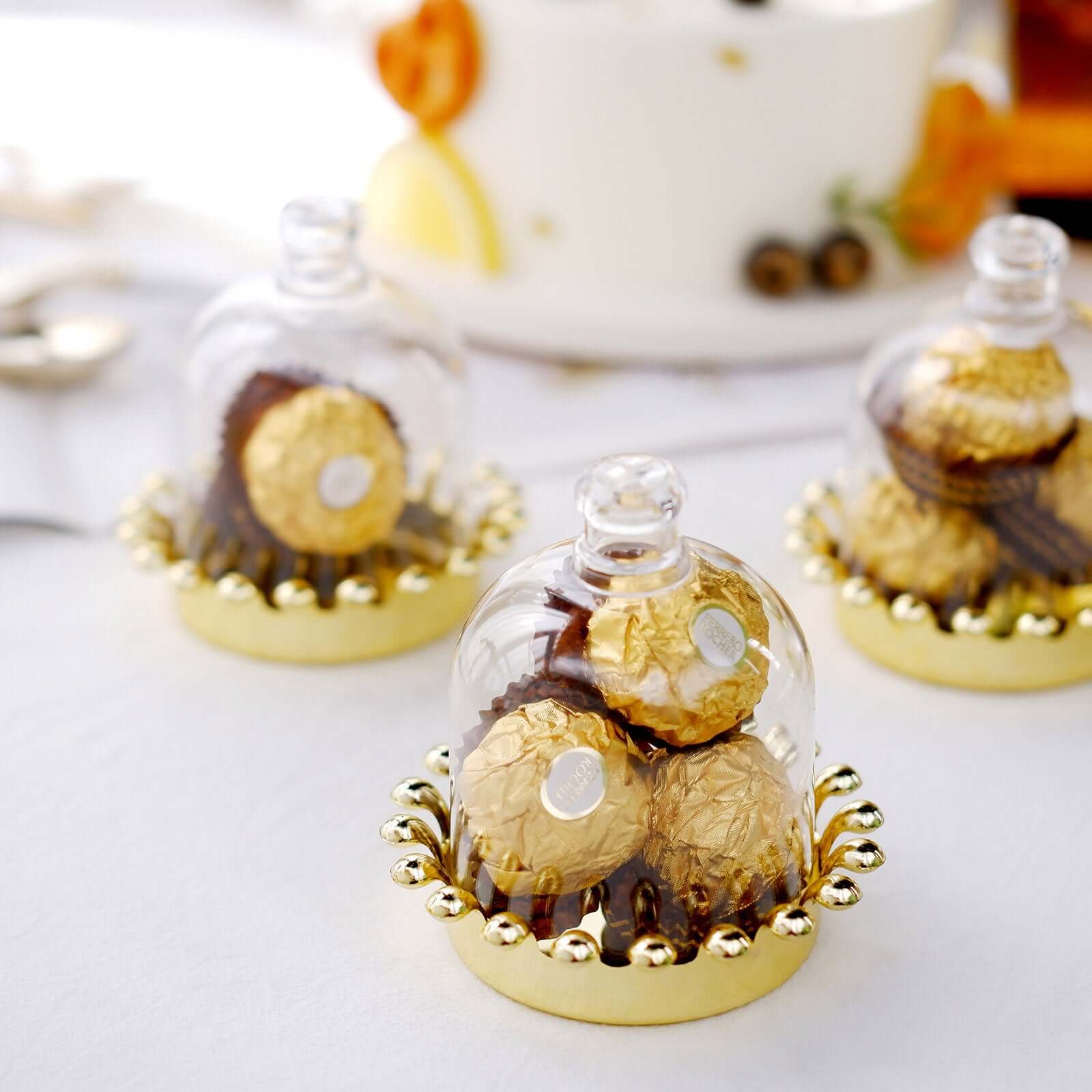 12 Pack 4 Clear Gold Mini Crown Treats Party Favor Boxes, Small Treats Jar Party Favor Boxes With Dome Lid