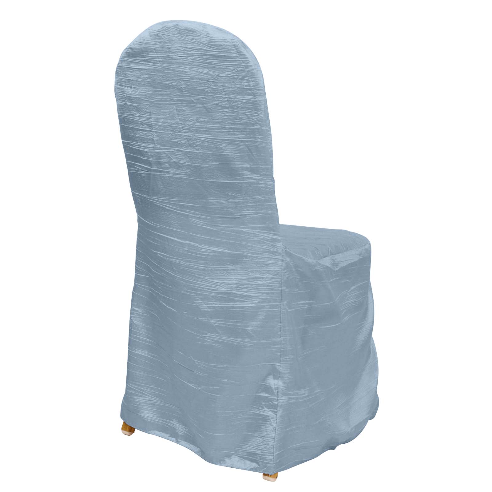 Reusable Dusty Blue Crinkle Crushed Taffeta Slipcover for Banquet Chairs