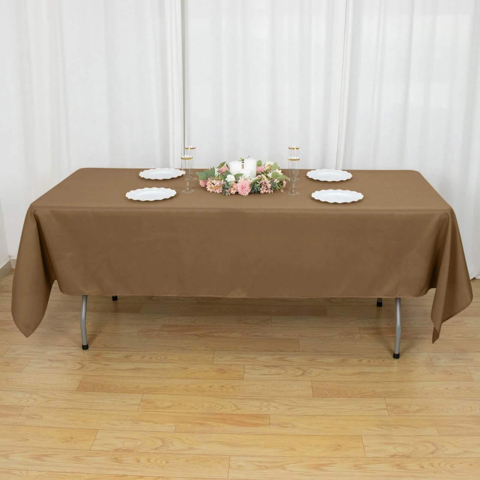 Stylish and Durable Taupe Polyester Rectangle Tablecloth (60x102) - Perfect for Events