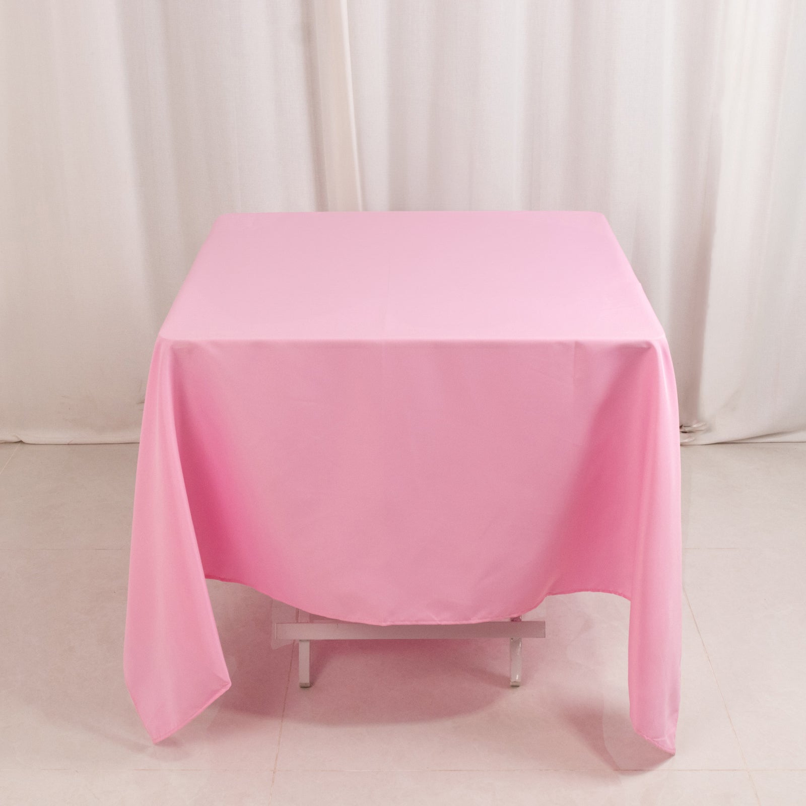 Hot! 70x70 Pink 220GSM Wrinkle-Resistant Premium Polyester Square Tablecloth