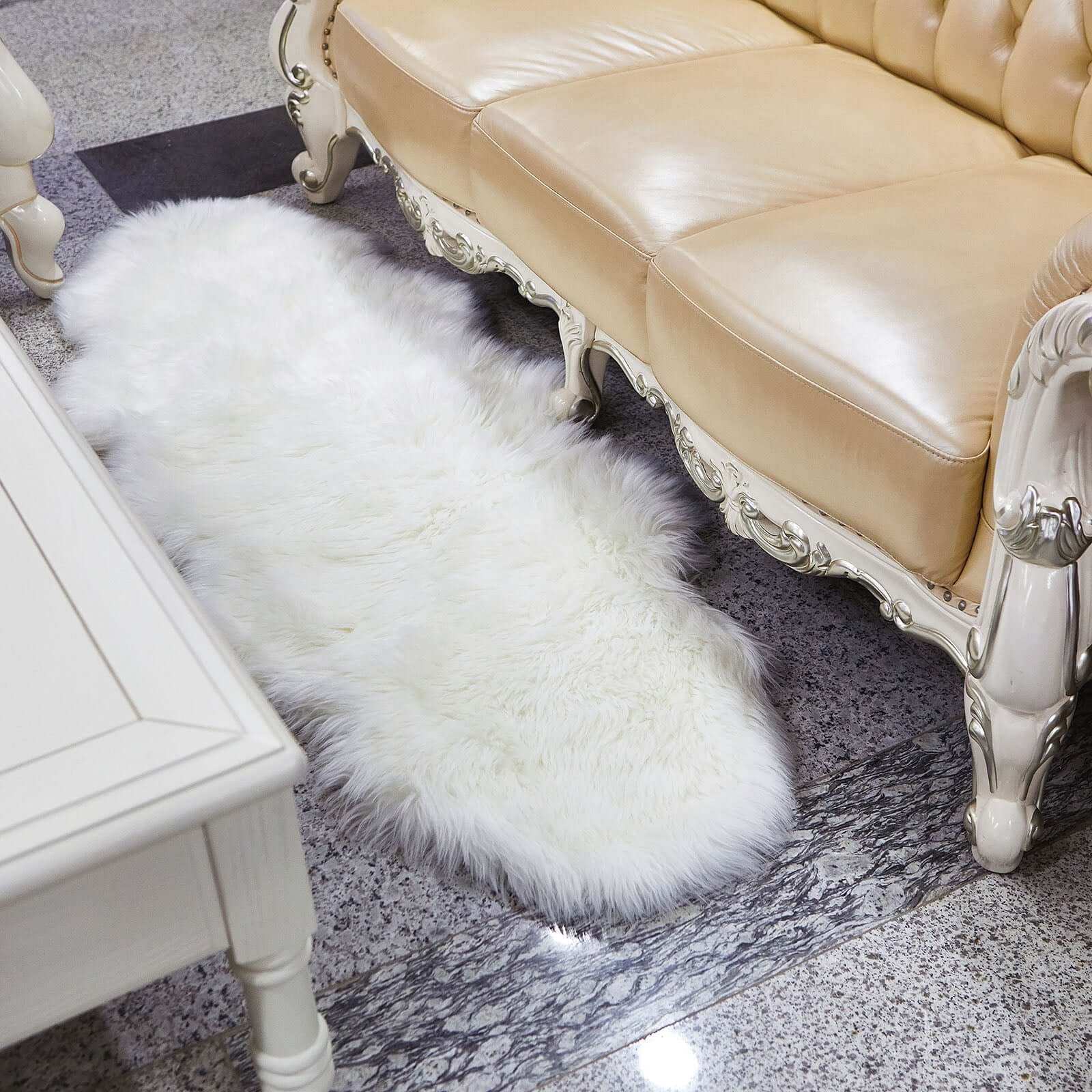 Get This Ultra Soft 6ft x 2ft White Faux Sheepskin Area Rug Runner