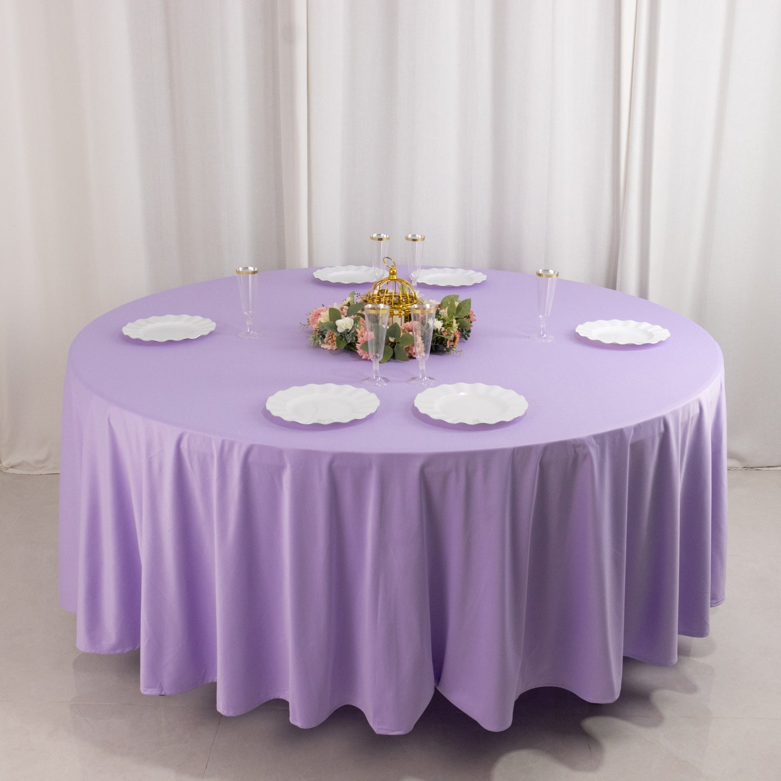Lavender Lilac Premium 108' Round Scuba Tablecloth - Stain & Wrinkle Resistant