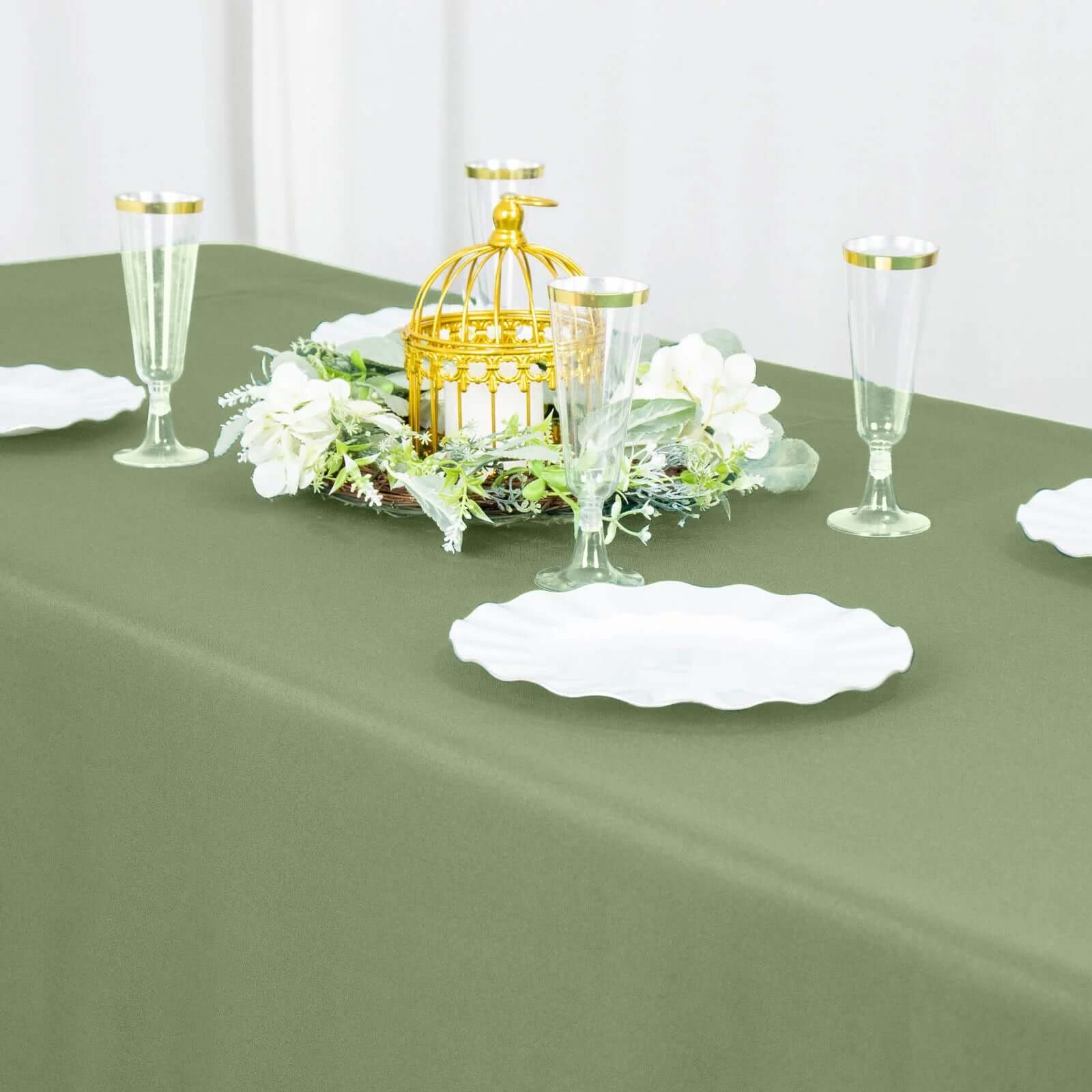 220GSM Seamless Stain-Resistant Premium Polyester Rectangle Tablecloth in Dusty Sage Green 90x132
