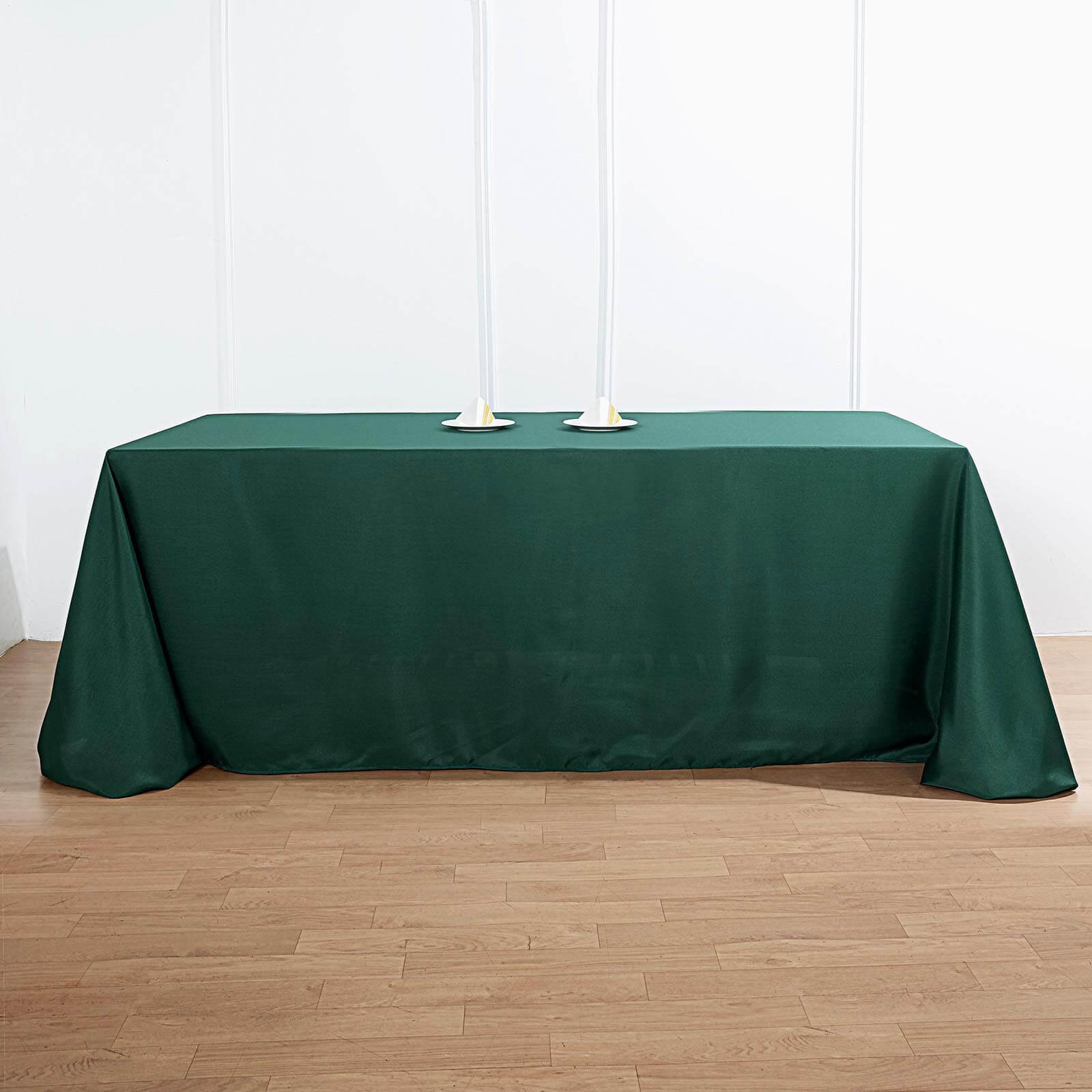 Hot Sale! 90x156 Rectangle Seamless Wrinkle-Resistant 100% Polyester Hunter Emerald Green Tablecloth