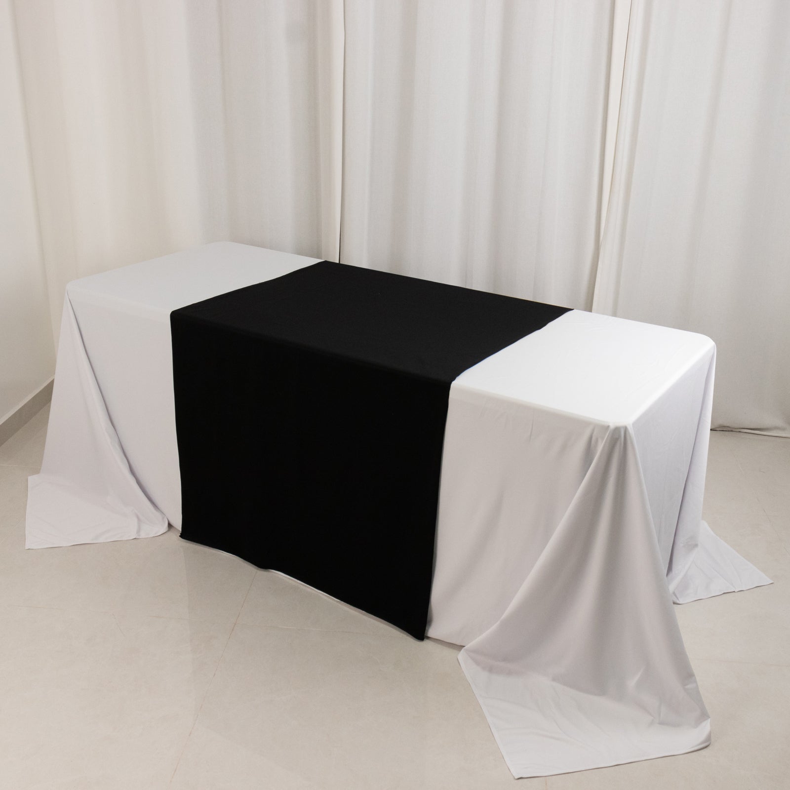 Black Durable Polyester 36x72 Table Runner for Trade Shows