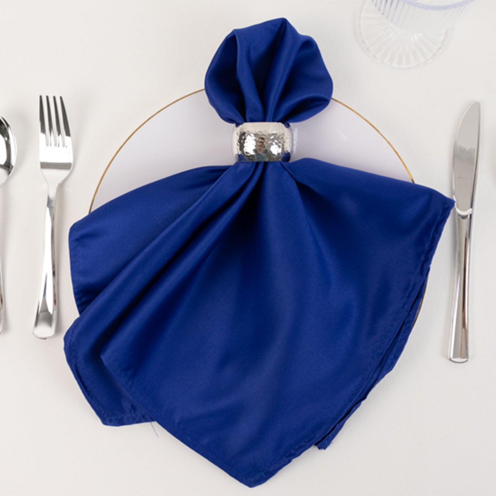 5-Pack Royal Blue Lamour Satin 20x20 Dinner Napkins - Soft Matte Finish, Great Value!