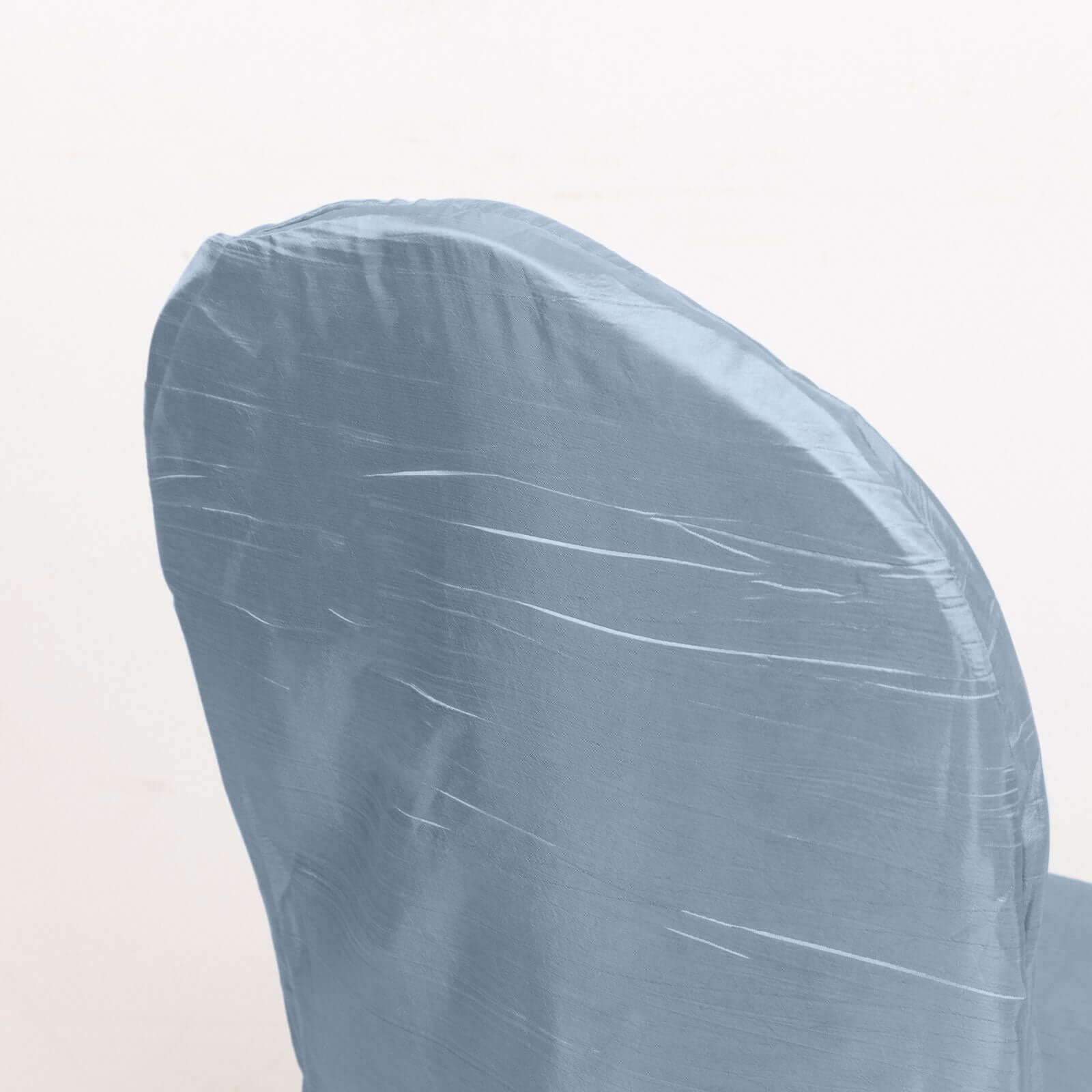 Reusable Dusty Blue Crinkle Crushed Taffeta Slipcover for Banquet Chairs