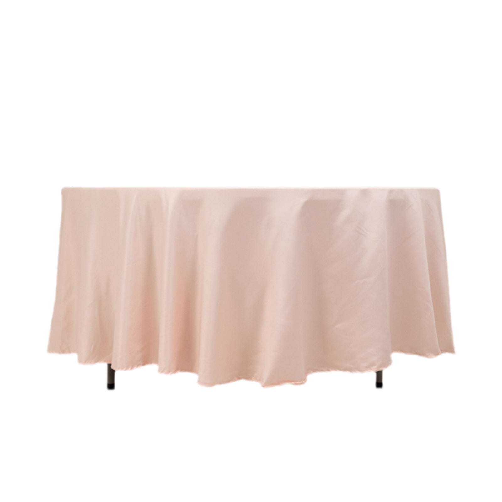 Durable Silk-Like Blush Lamour Satin 108-Inch Round Tablecloth